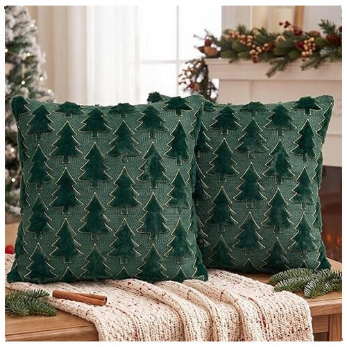 CHRISTMAS PILLOWCASES GREEN GOLD CHRISTMAS TREE 45X45 CM 2 PCS