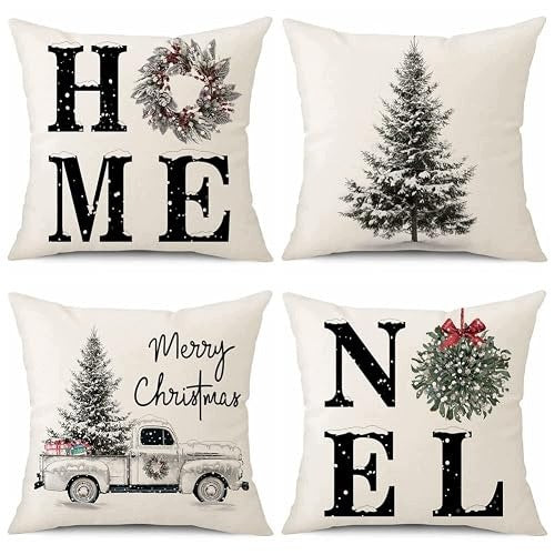 CHRISTMAS PILLOWCASES LINEN SET OF 4 PIECES 40X40 CM Brand no brand