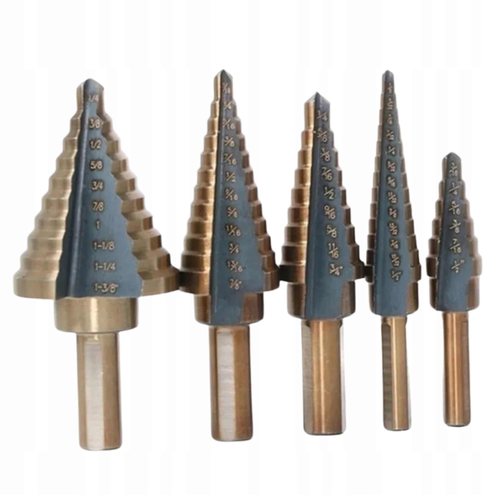 CHRISTMAS TREE CONICAL DRILL BITS STEP HSS 5 PCS SET FOR ALUMINUM TITANIUM EAN (GTIN) 5902028219905