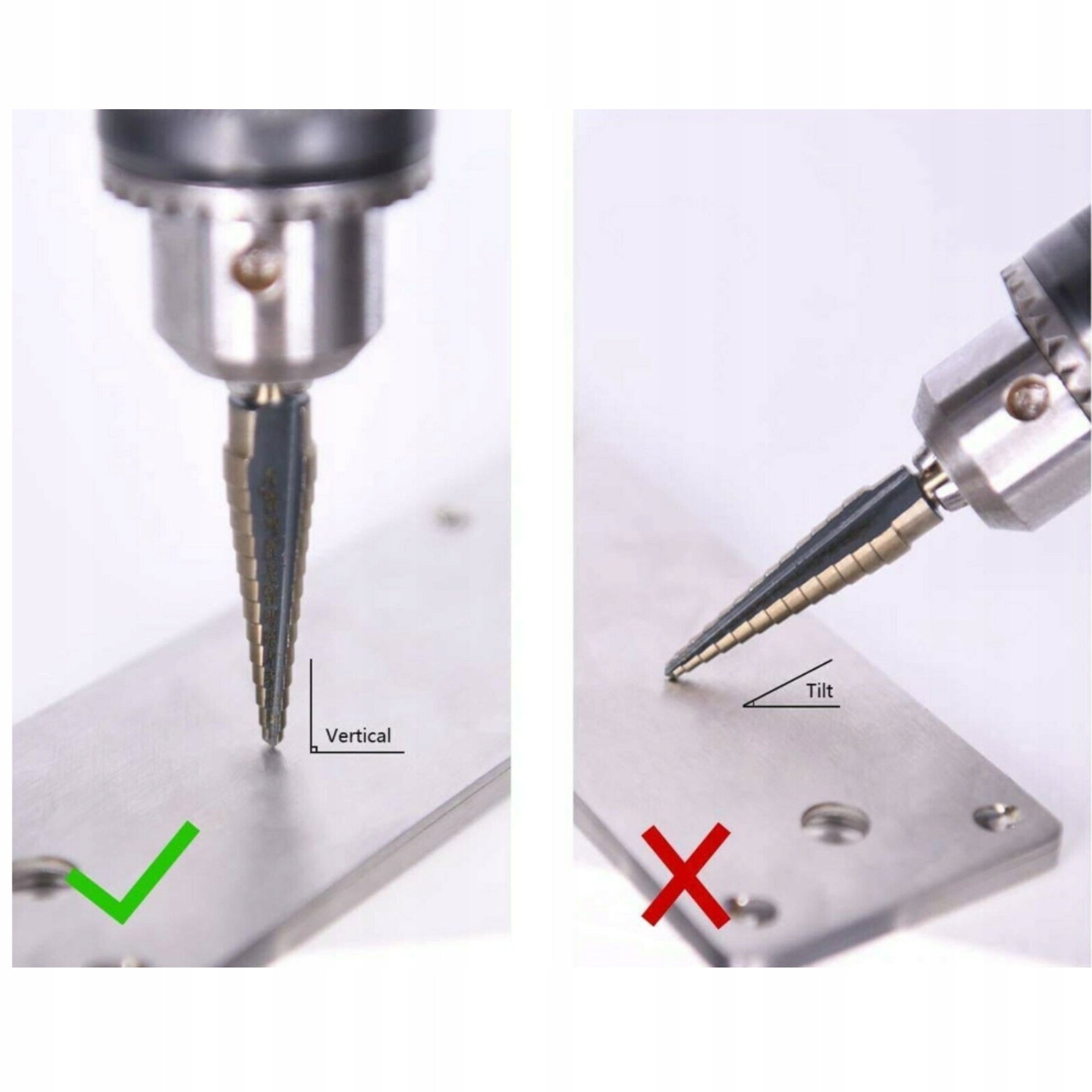 CHRISTMAS TREE CONICAL DRILL BITS STEP HSS 5 PCS SET FOR ALUMINUM TITANIUM Rotation direction right hand rule