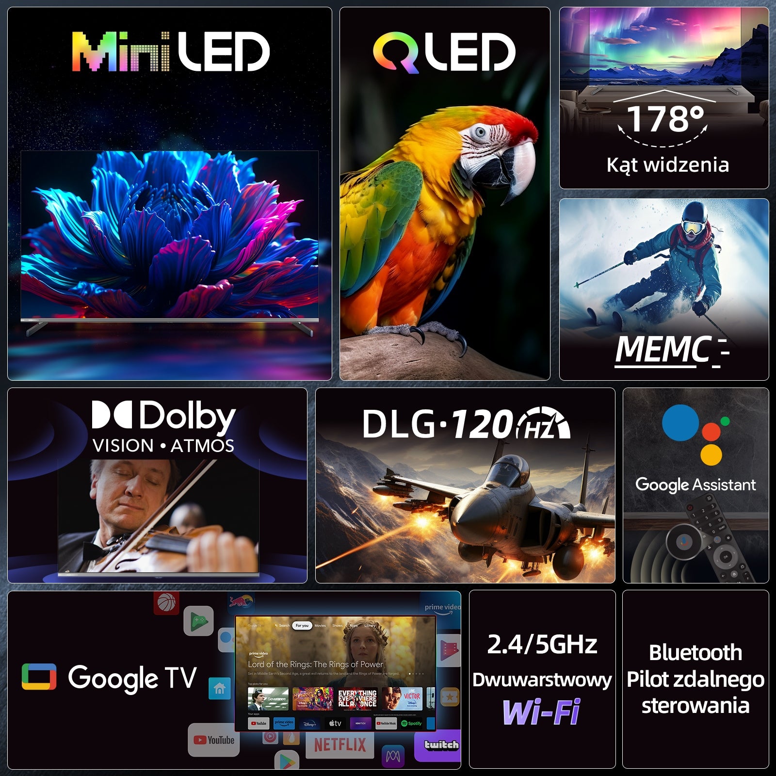 CHiQ Google TV Mini LED 55 inch 4K UHD 60HZ Smart TV M55QN9G Manufacturer code M55QN9G