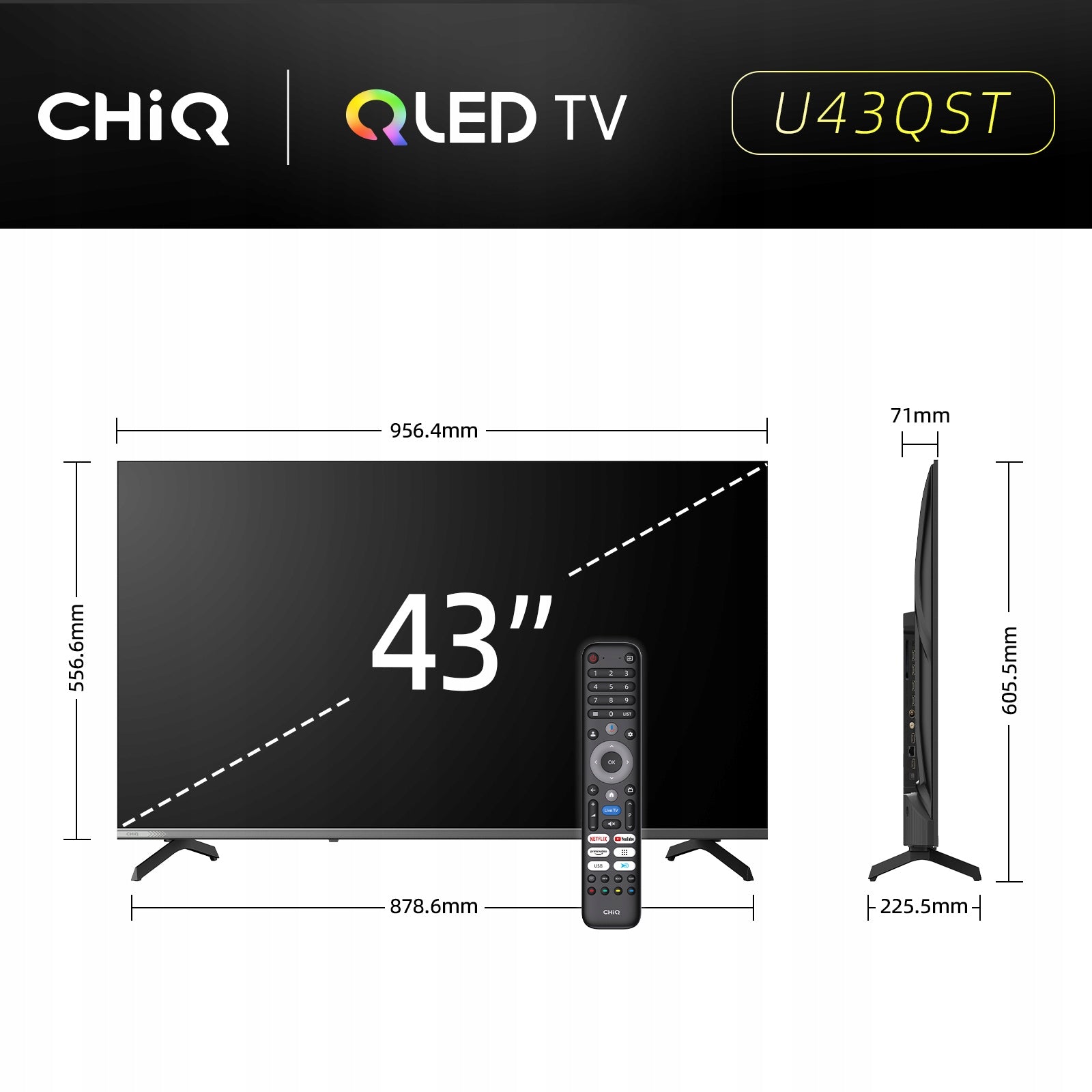 CHiQ Google TV QLED 43 inch 4K UHD U43QST Packaging status original