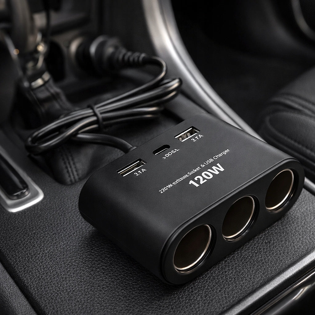 CIGARETTE LIGHTER SOCKET SPLITTER CAR SPLITTER CHARGER USB-C QC Packaging status original