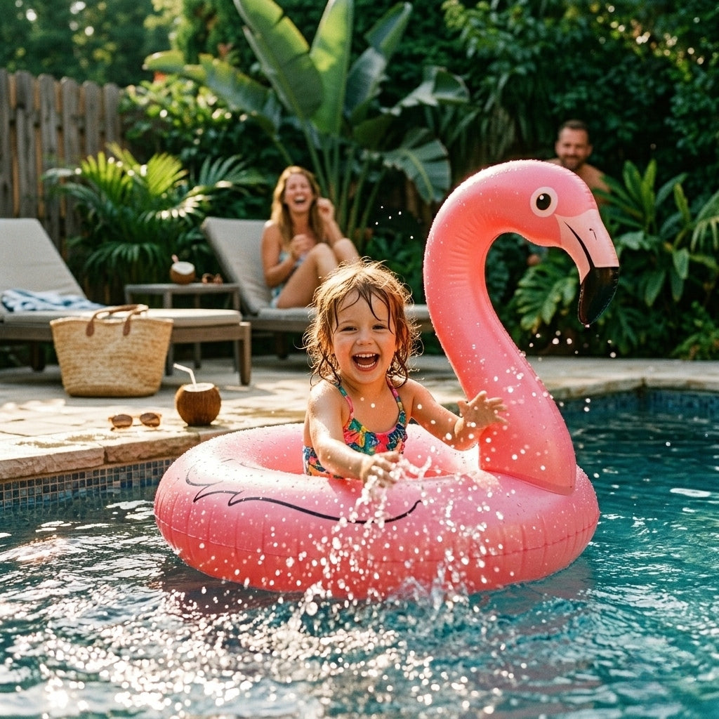 CIRCLE INFLATABLE FLAMINGO 120CM LARGE FOR SWIMMING MATTRESS POOL BEACH PINK XXL Packaging status original
