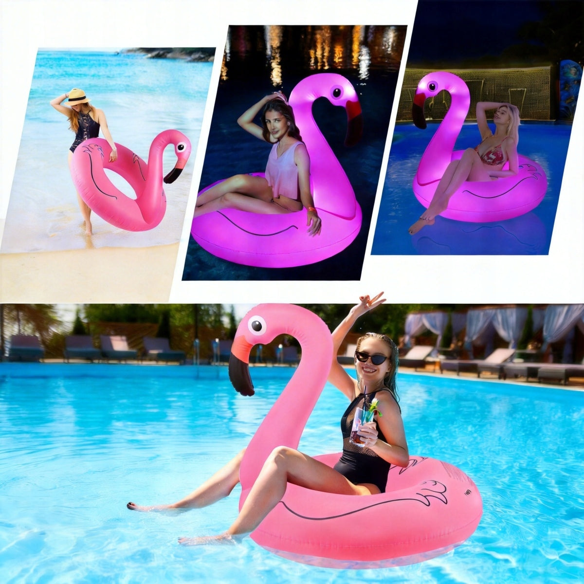 CIRCLE INFLATABLE FOR SWIMMING WATER MATTRESS INFLATABLE FLAMINGO CIRCLE 90CM XXL Length 90 cm