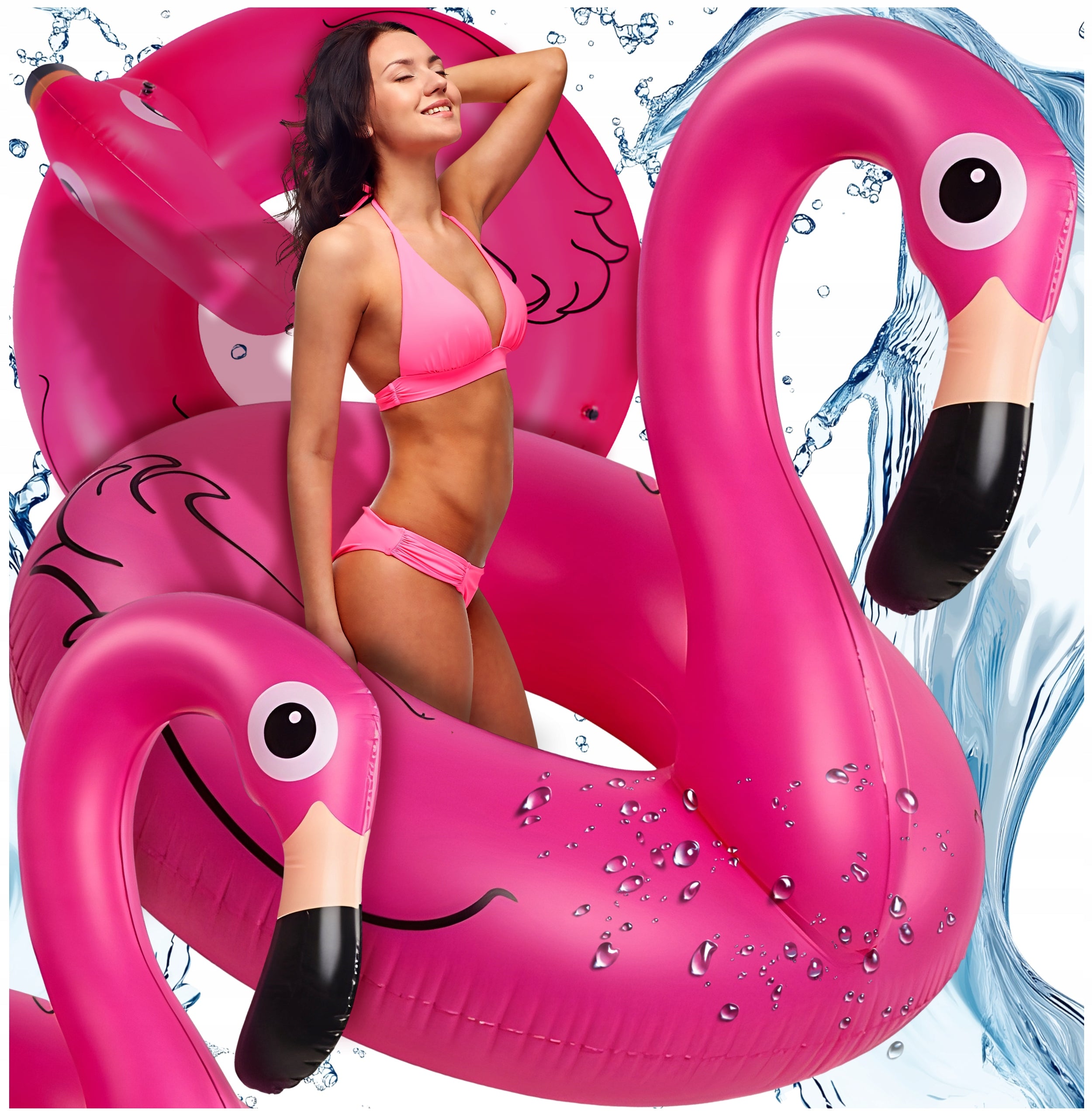 CIRCLE INFLATABLE FOR SWIMMING WATER MATTRESS INFLATABLE FLAMINGO LARGE XXL CIRCLE 90CM