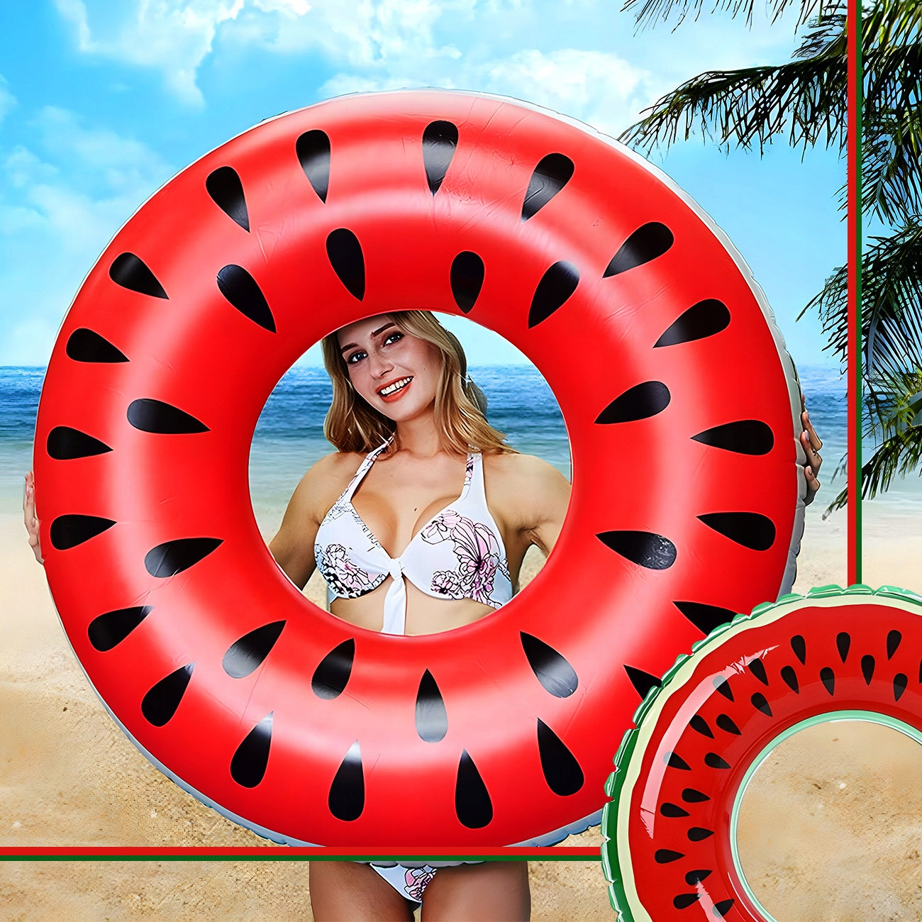 CIRCLE INFLATABLE LARGE WATER MATTRESS FOR SWIMMING POOL WATERMELON CIRCLE 120CM XXL Brand MAXSELL