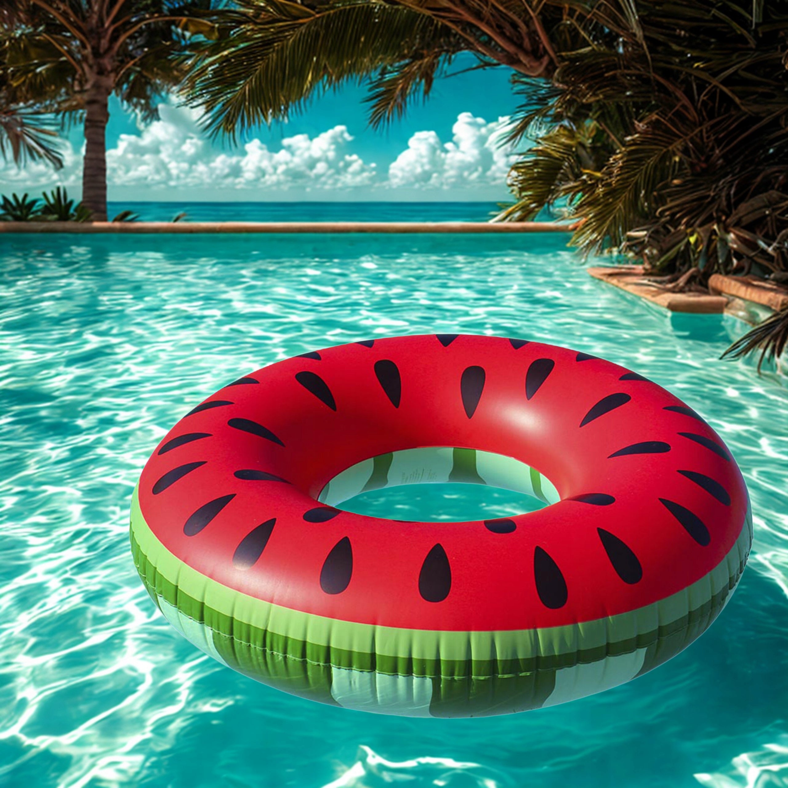 CIRCLE INFLATABLE LARGE WATER MATTRESS FOR SWIMMING POOL WATERMELON CIRCLE 120CM XXL Brand MAXSELL