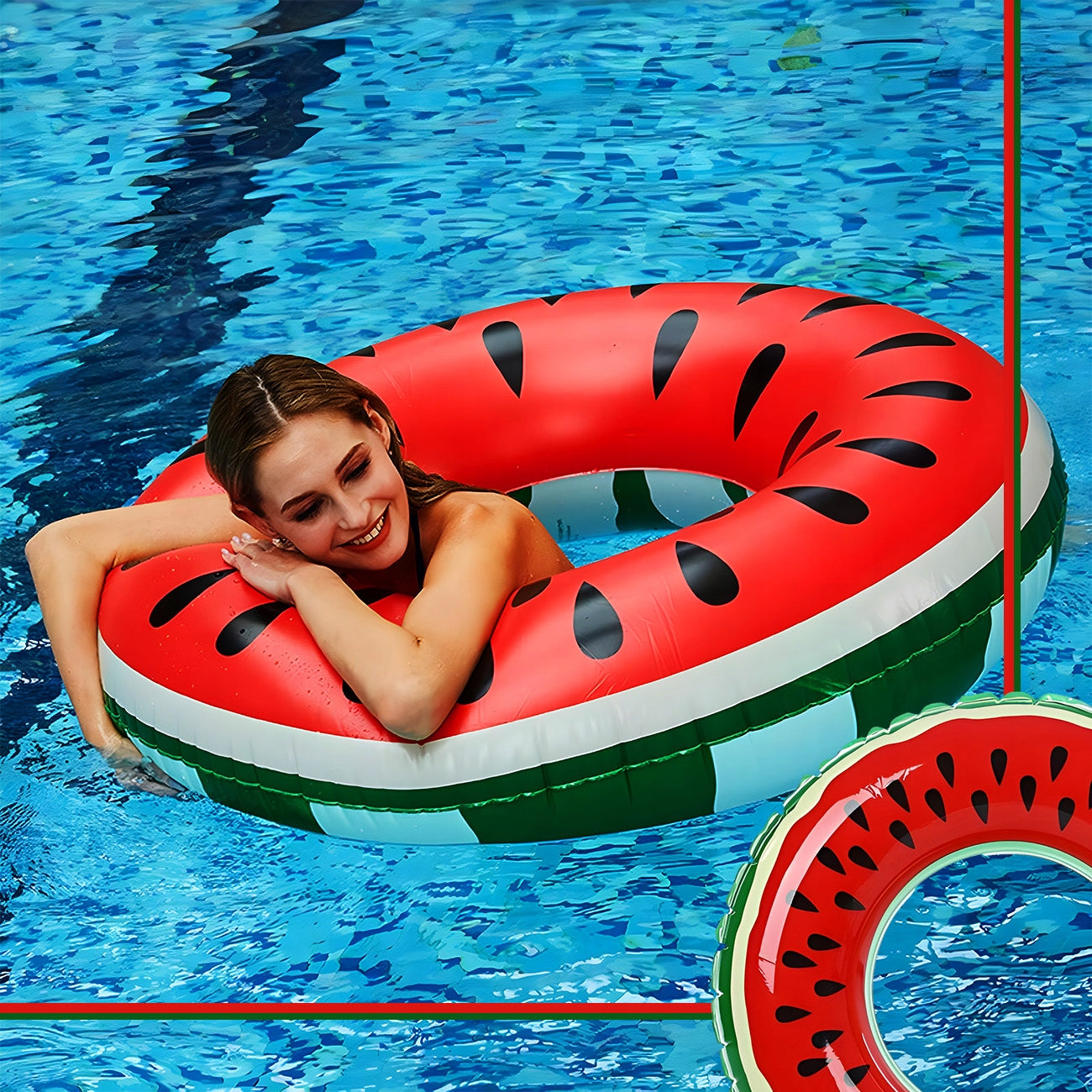 CIRCLE INFLATABLE LARGE WATER MATTRESS FOR SWIMMING POOL WATERMELON CIRCLE 120CM XXL Color multicolor