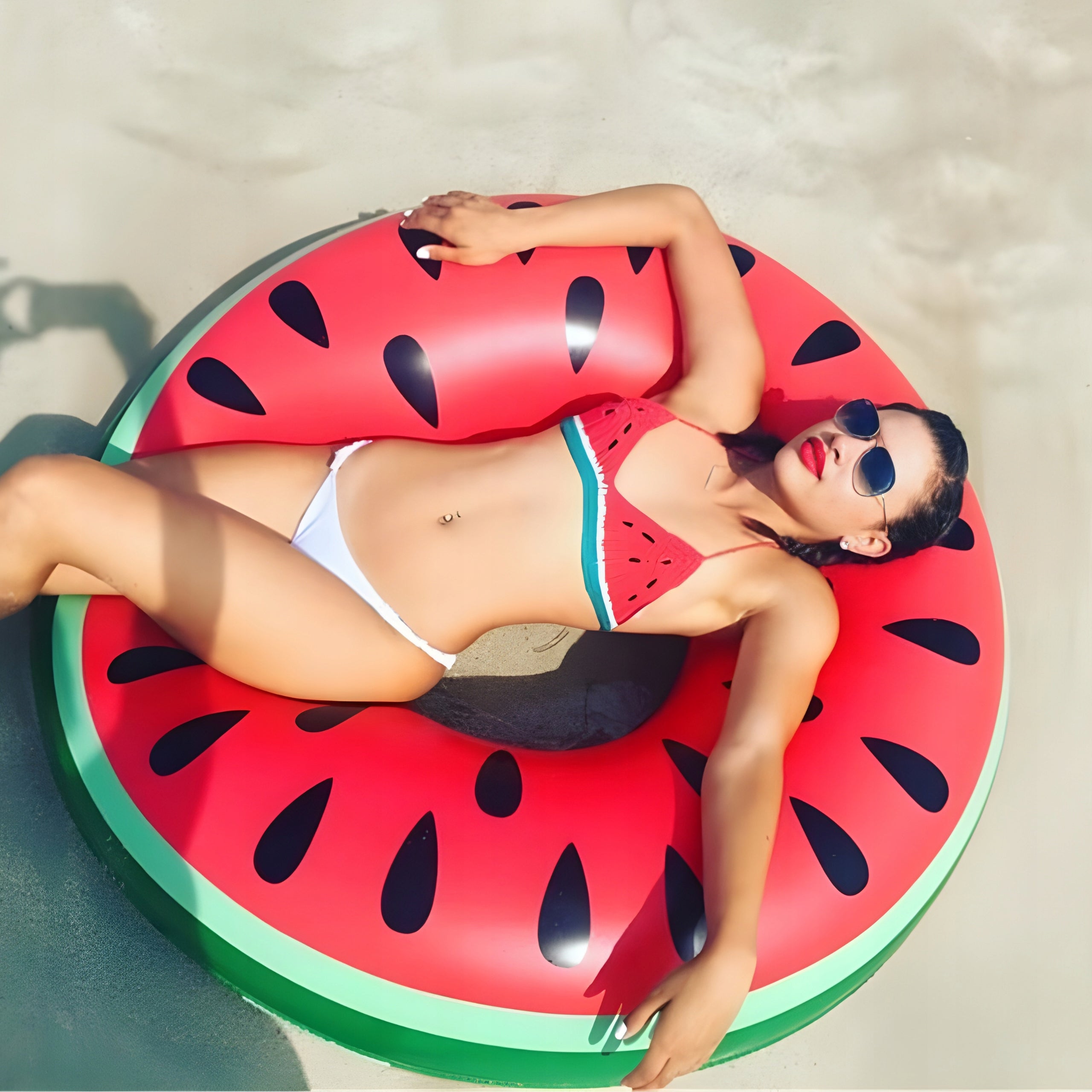CIRCLE INFLATABLE LARGE WATER MATTRESS FOR SWIMMING POOL WATERMELON CIRCLE 120CM XXL Color multicolor