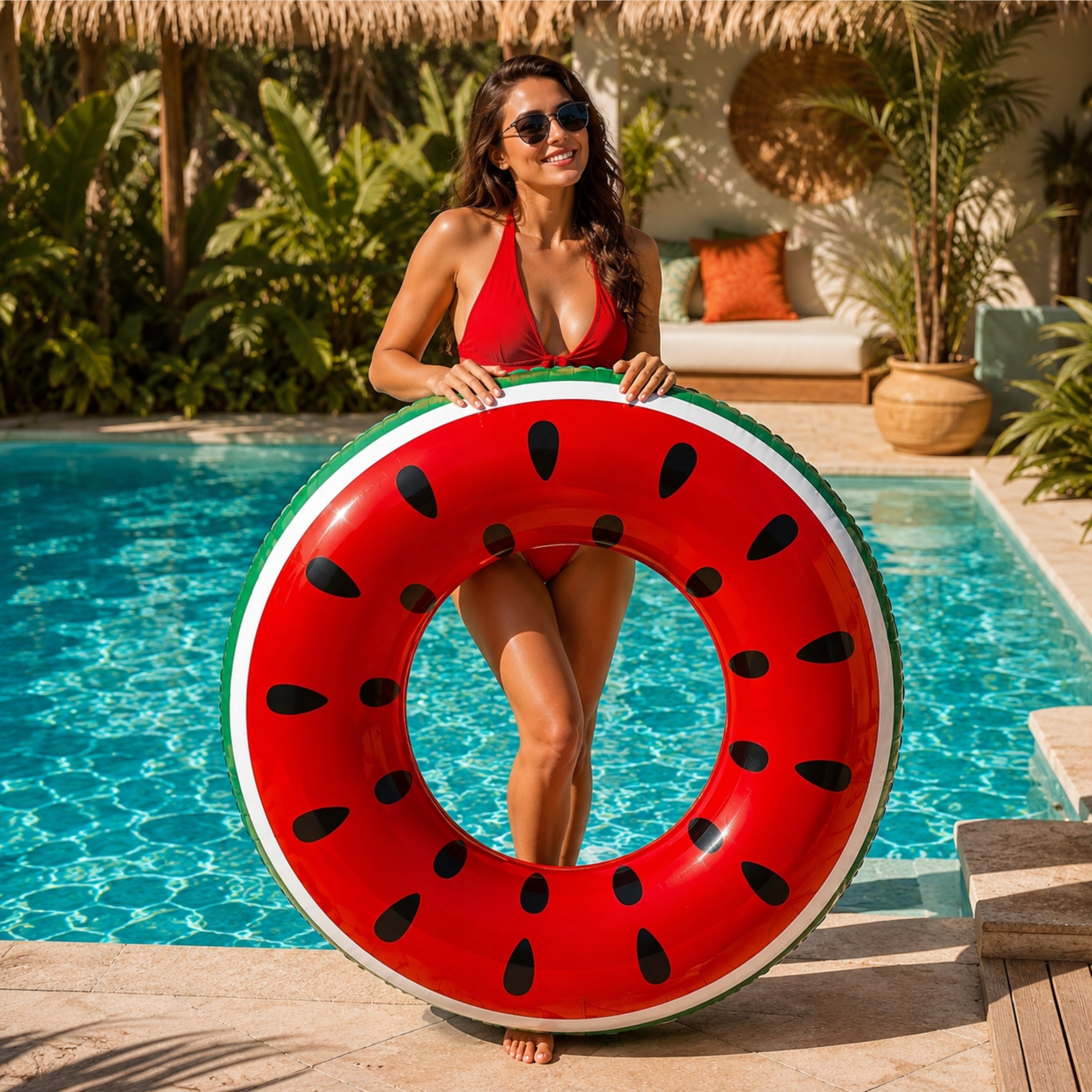 CIRCLE INFLATABLE LARGE WATER MATTRESS FOR SWIMMING POOL WATERMELON CIRCLE 120CM XXL Manufacturer code 5908076547717