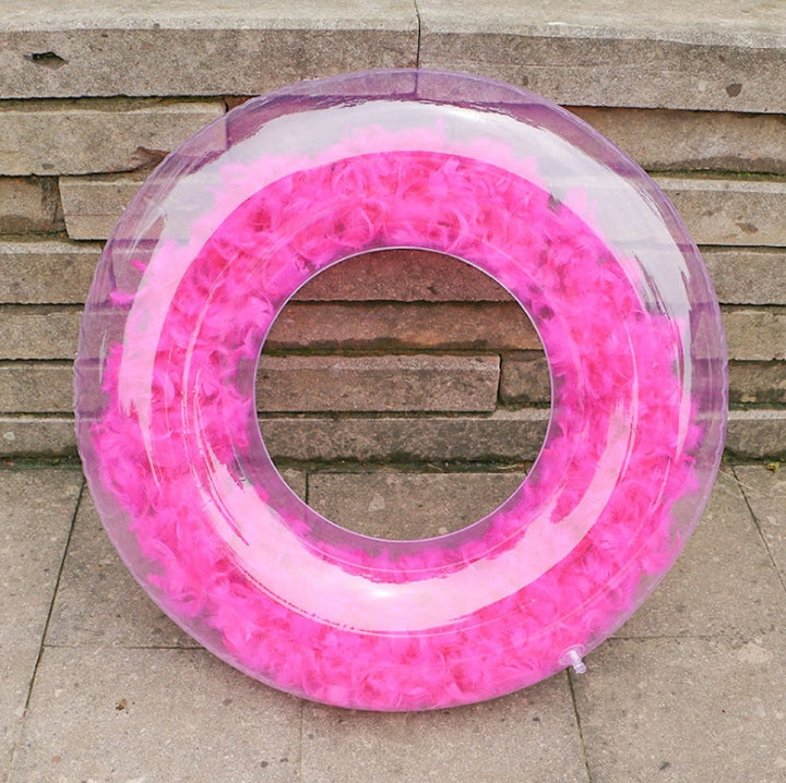CIRCLE INFLATABLE PINK SWIMMING FEATHERS FOR WOMAN GIRL CHILD