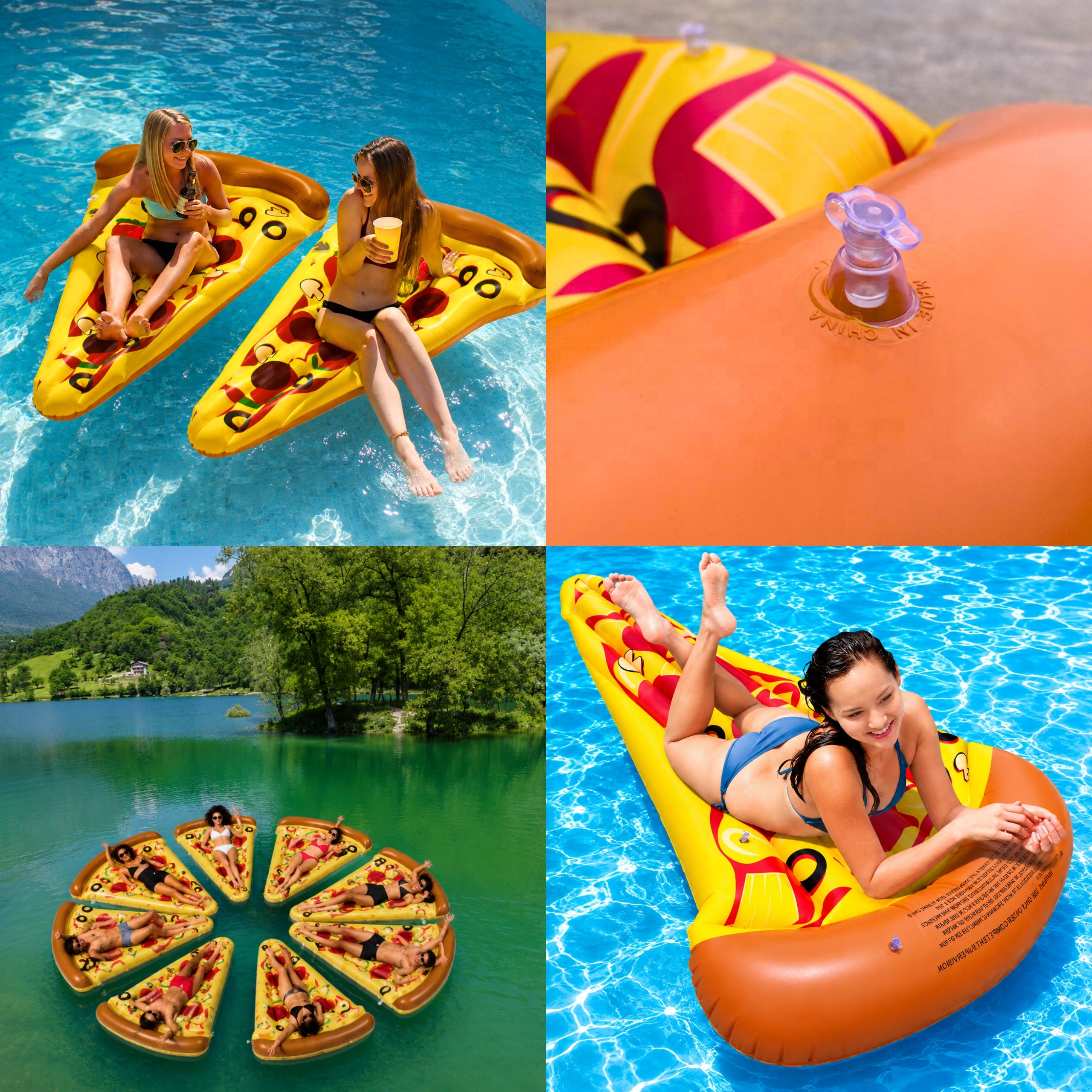 CIRCLE INFLATABLE SWIMMING POOL MATTRESS INFLATABLE PIZZA LARGE 160CM Color multicolor