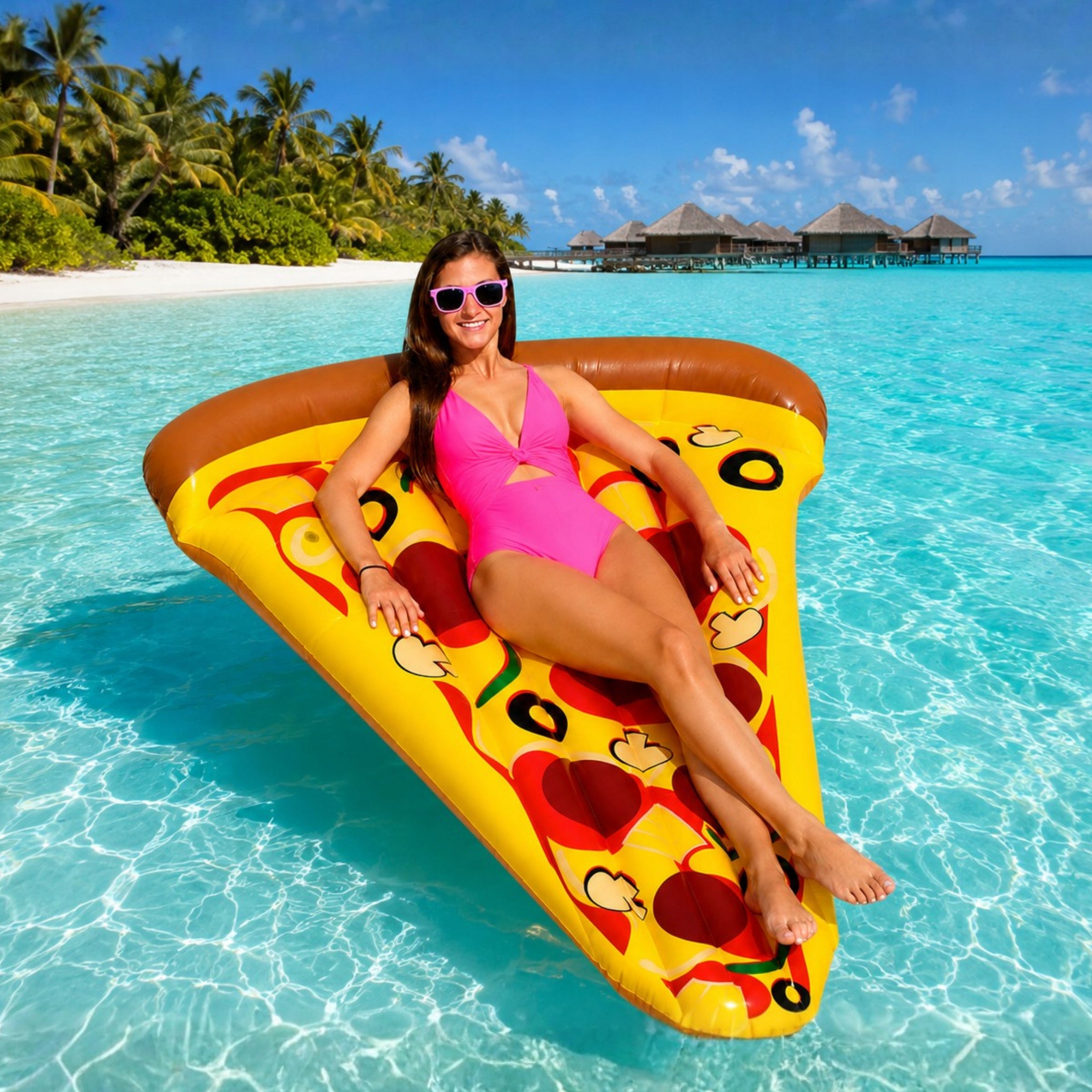 CIRCLE INFLATABLE SWIMMING POOL MATTRESS INFLATABLE PIZZA LARGE 160CM Packaging status original