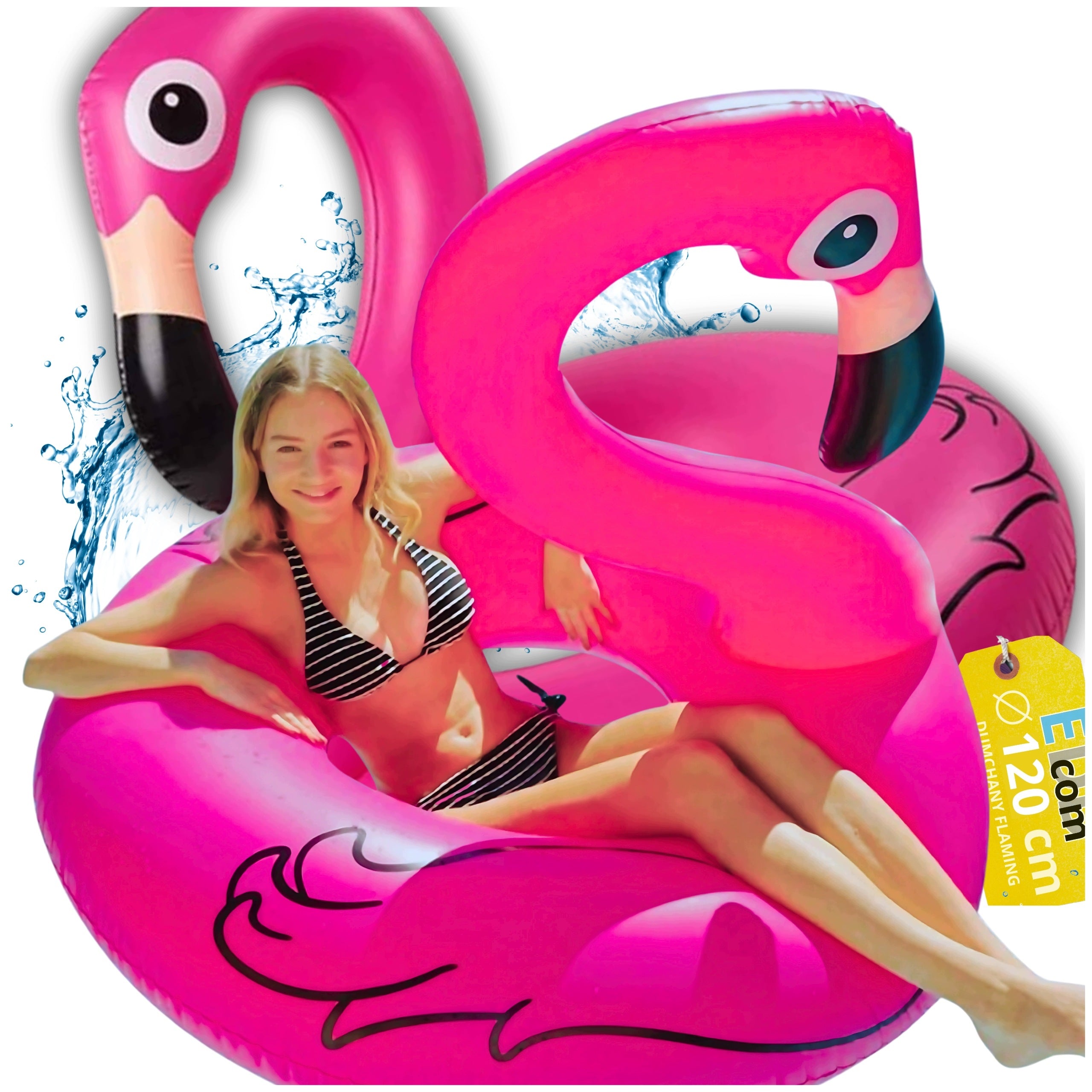 CIRCLE INFLATABLE SWIMMING POOL WATER WHEEL LARGE FLAMINGO MATTRESS 120CM