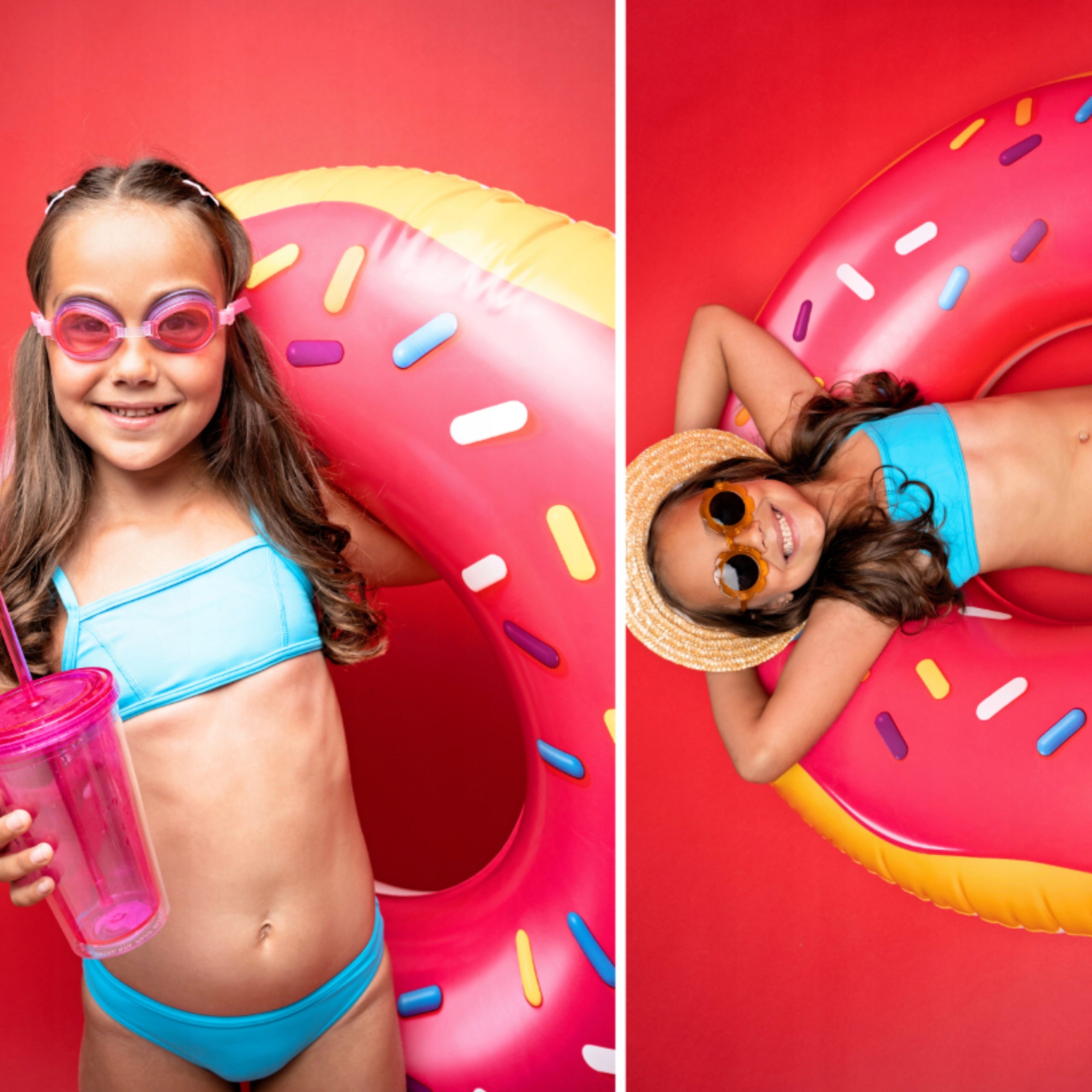 CIRCLE INFLATABLE SWIMMING POOL WATER WHEEL LARGE MATTRESS DONUT PINK 120CM Color pink