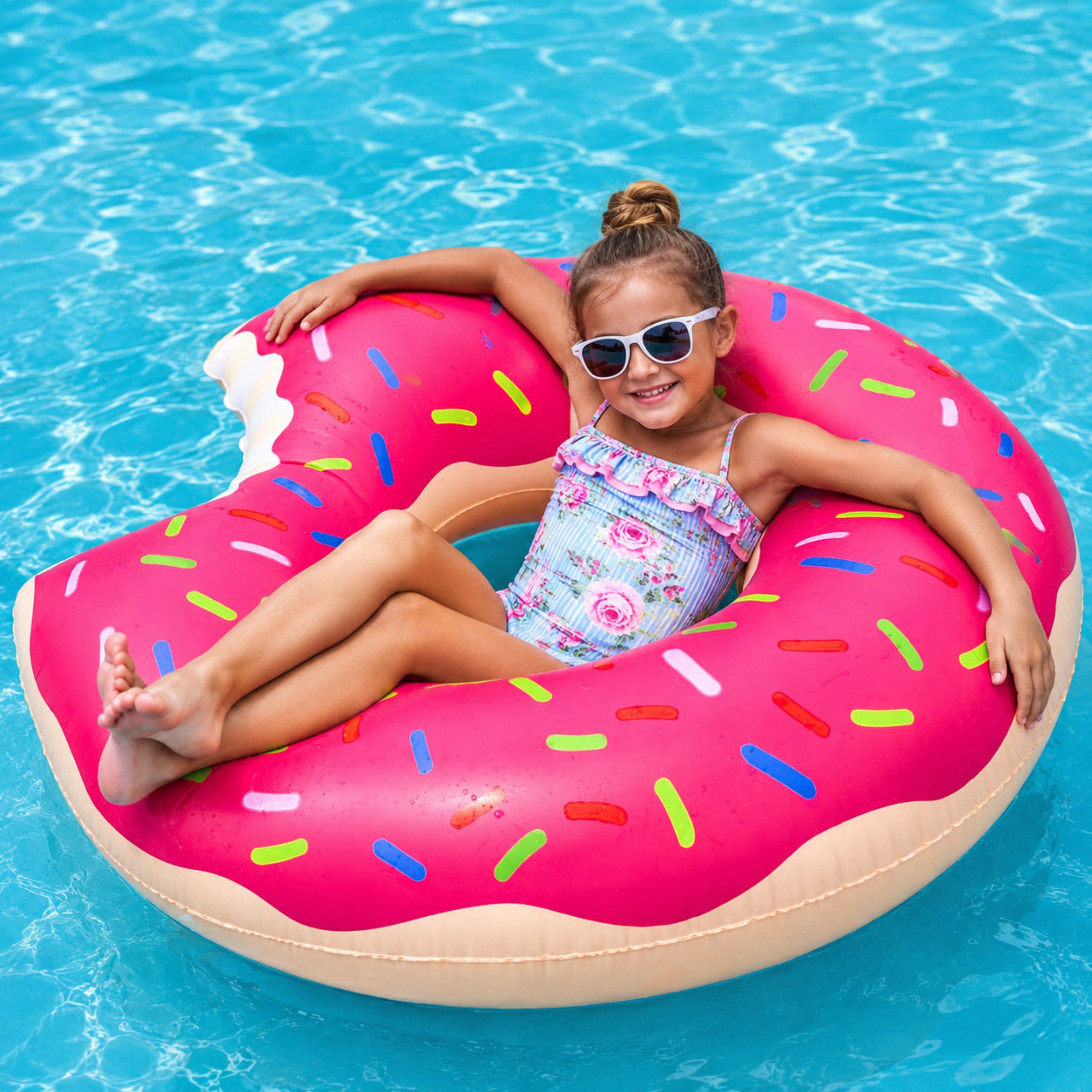CIRCLE INFLATABLE SWIMMING POOL WATER WHEEL LARGE MATTRESS DONUT PINK 120CM Length 120 cm