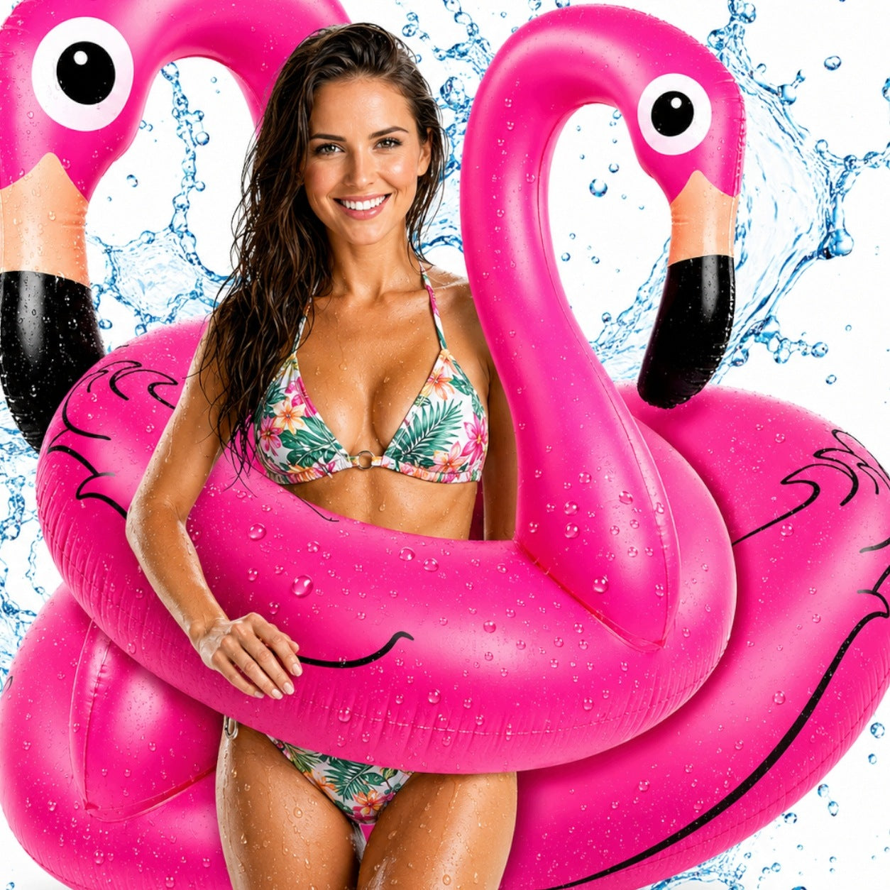 CIRCLE SWIMMING WHEEL INFLATABLE FLAMINGO LARGE WATER MATTRESS POOL 90cm XXL