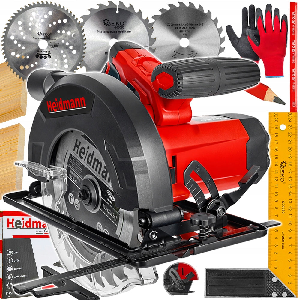 CIRCULAR SAW HAND SAW WOOD CUTTER 2400W 185mm Set of 3 Discs