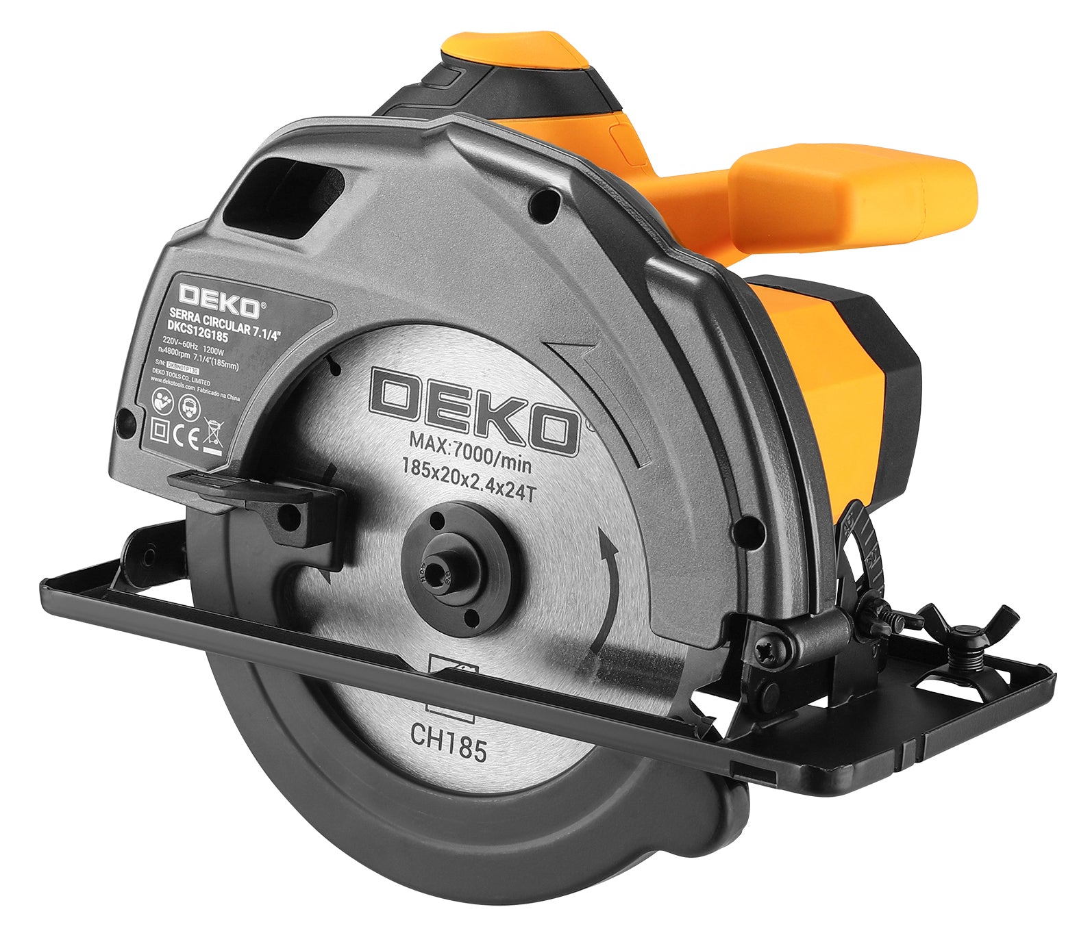 CIRCULAR SAW MANUAL WOOD SAW 1200W BLADE 185MM DEKO Manufacturer code DKCS12G185