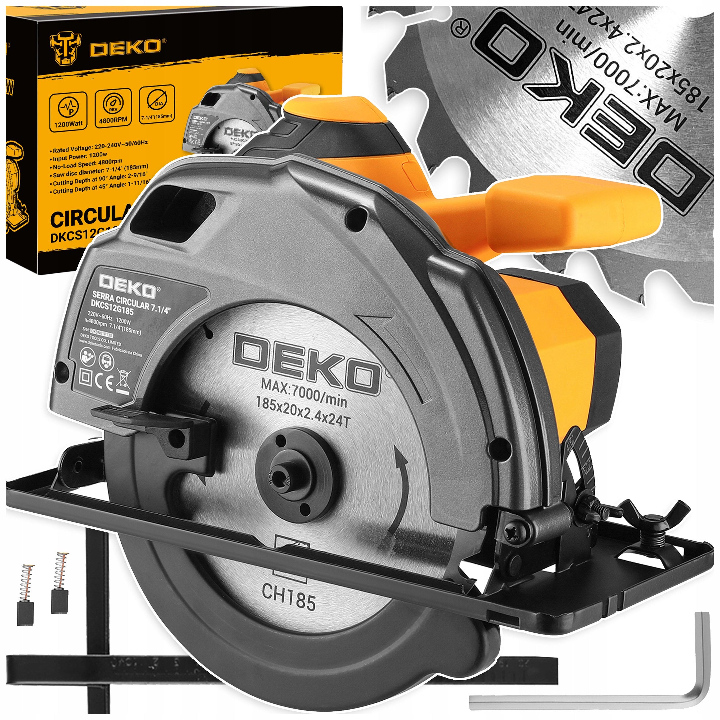 CIRCULAR SAW MANUAL WOOD SAW 1200W BLADE 185MM DEKO