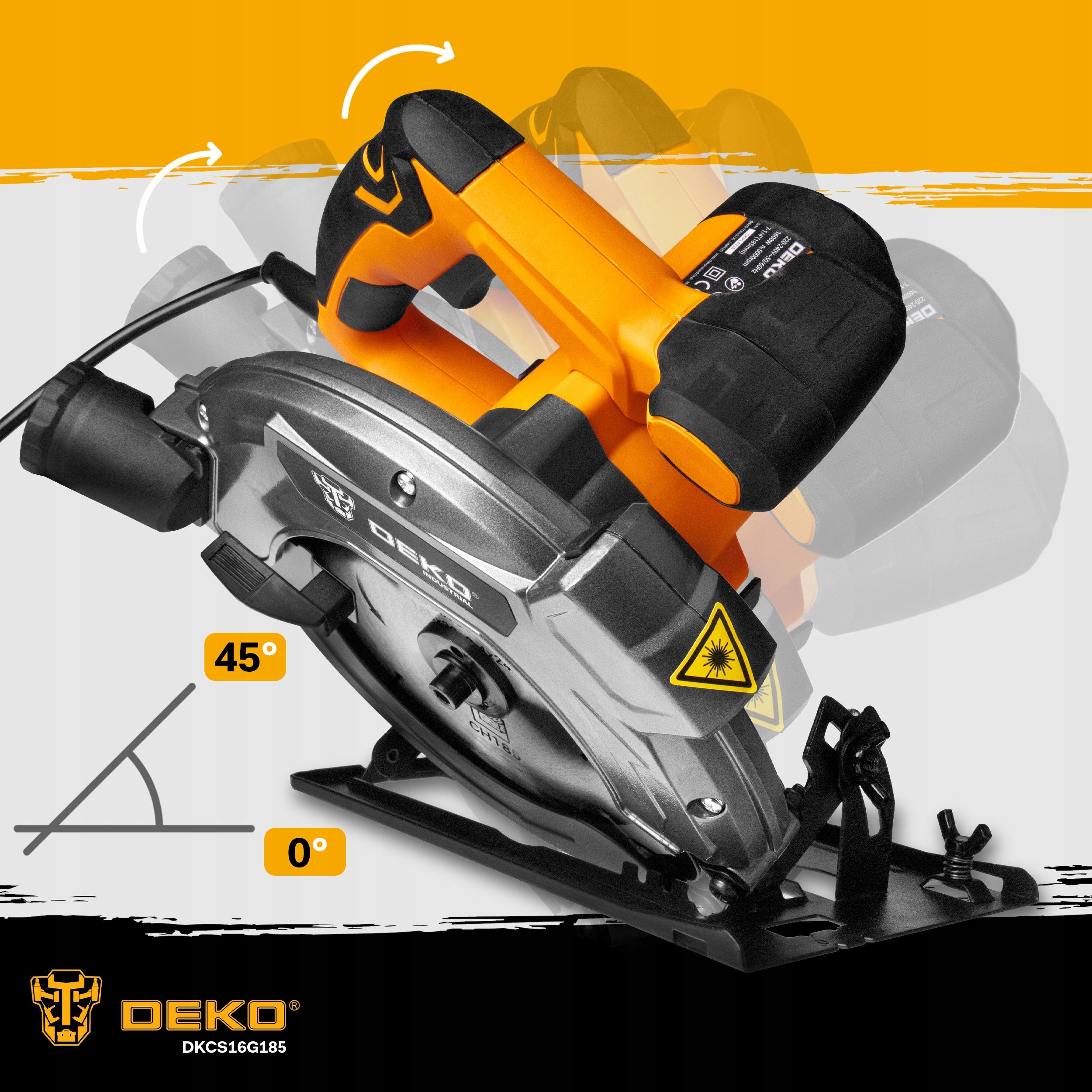 CIRCULAR SAW MANUAL WOOD SAW 1600W BLADE 185MM DEKO Manufacturer code DKCS16G185