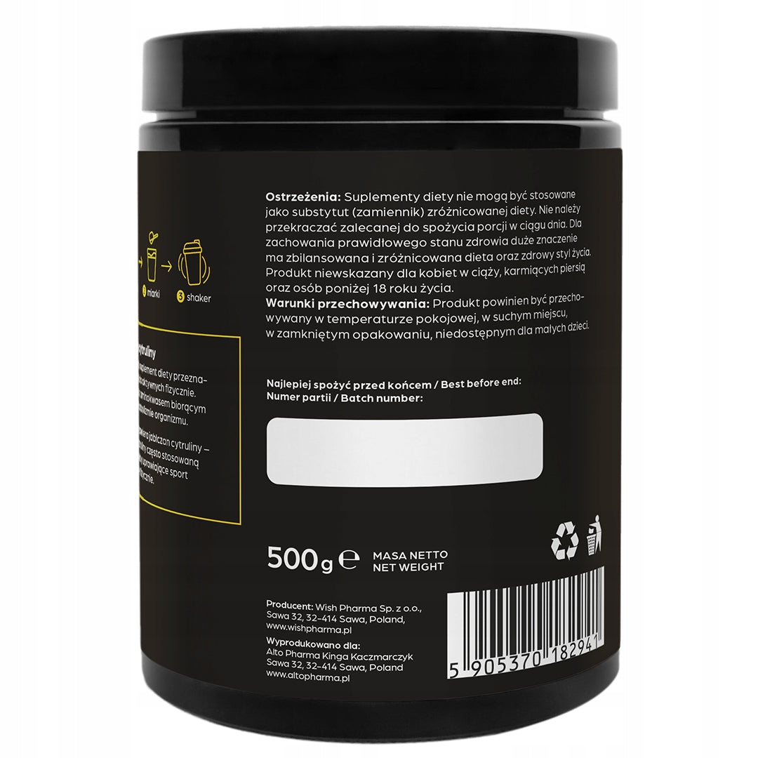 CITRULLINE MALATE Natural Malate Pre-workout Pump 500 g Expiration date not specified