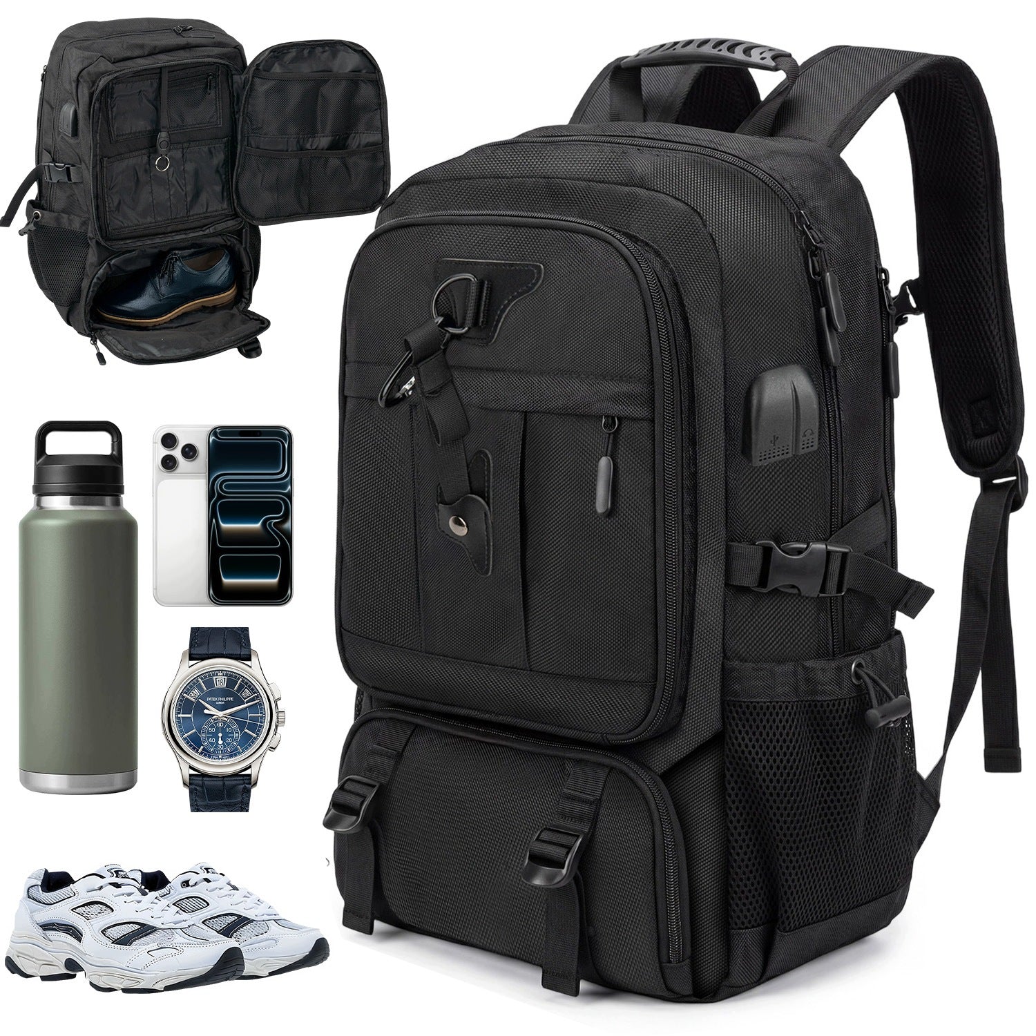 CITY BACKPACK 60L EXPANDABLE WITH ANTI-THEFT SHOE COMPARTMENT OXFORD