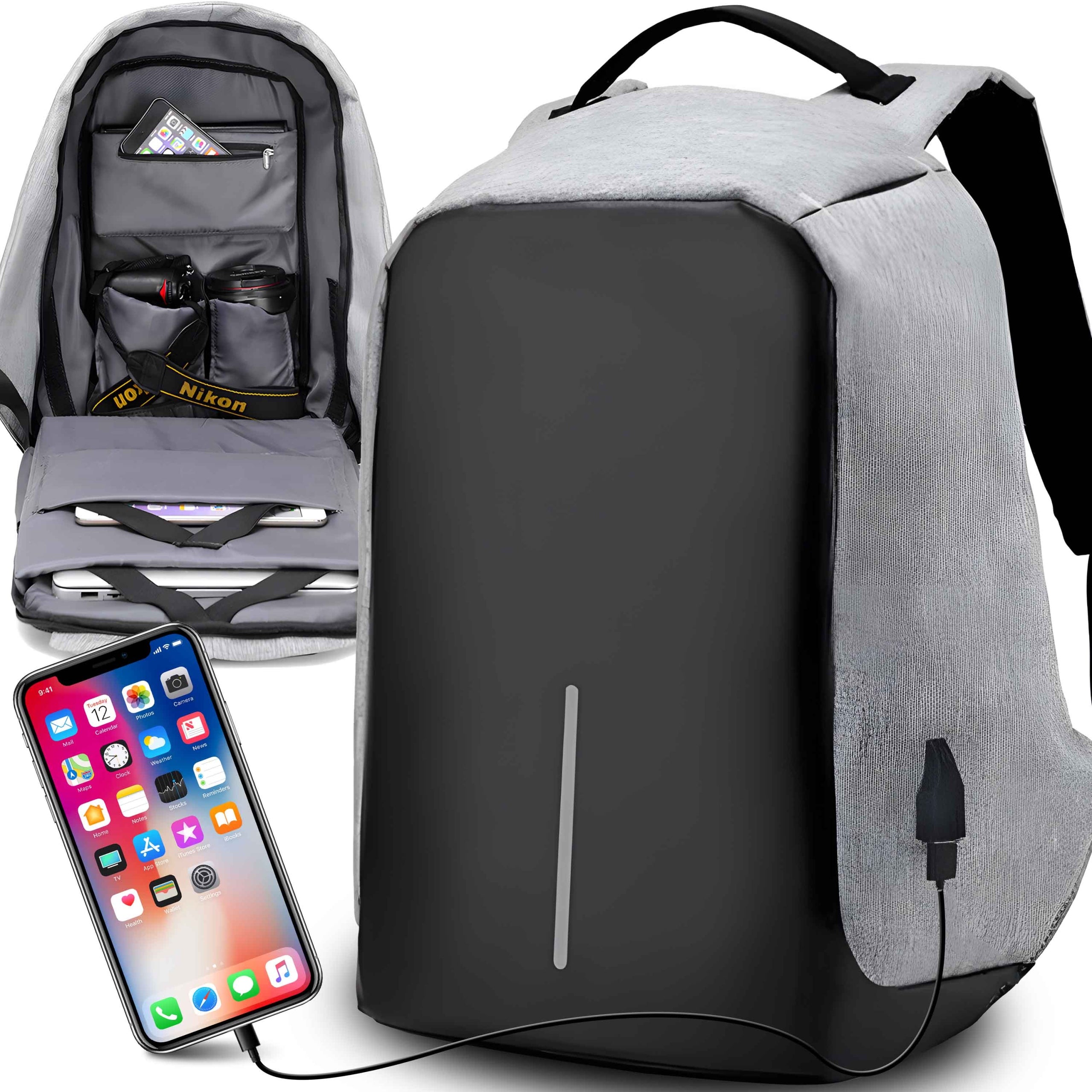 CITY BACKPACK ANTI-THEFT WATERPROOF LAPTOP HOLDER WITH USB PORT