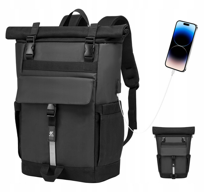CITY BACKPACK WATERPROOF FOR LAPTOP 17" HIKING BLACK LIGHTWEIGHT