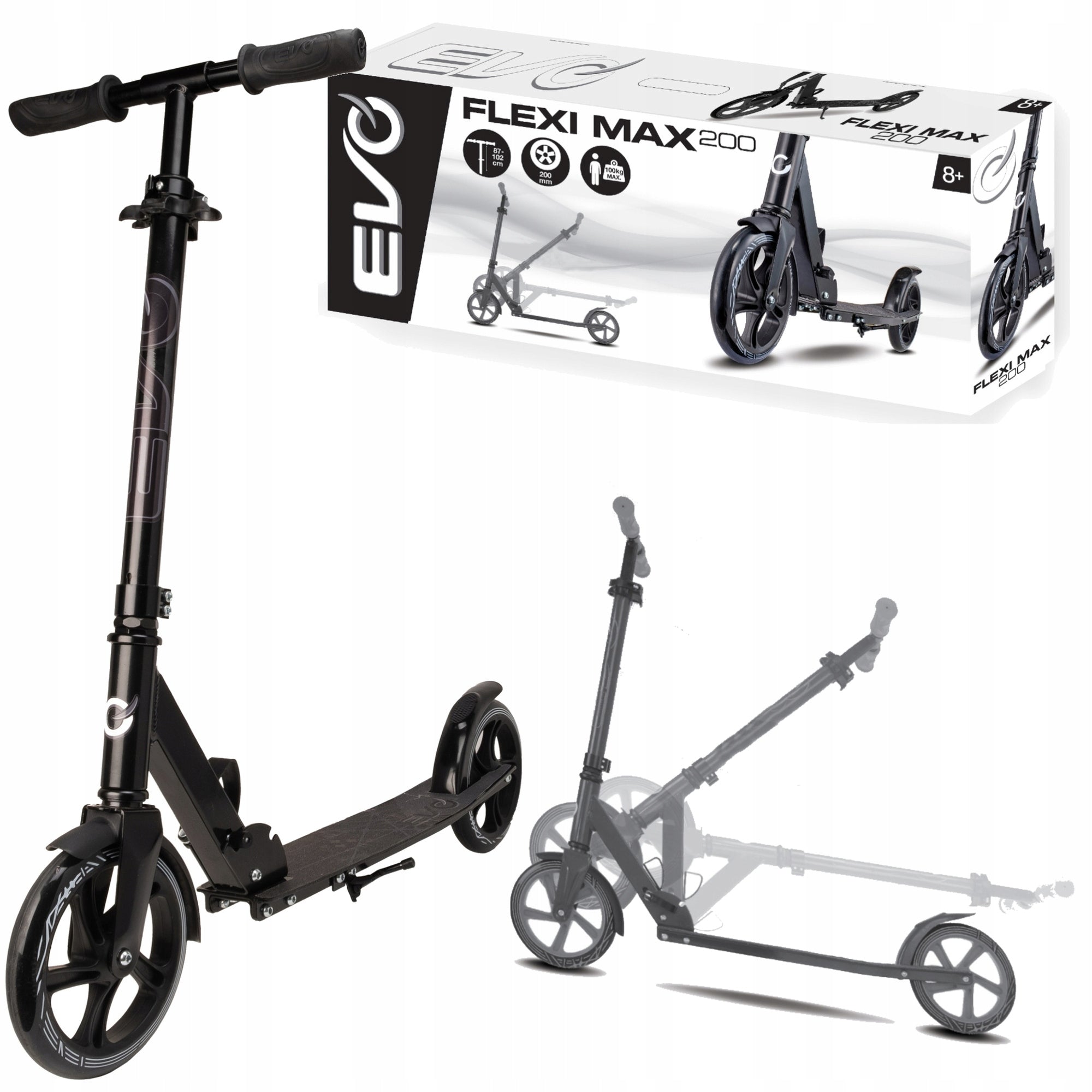 CITY FOLDING SCOOTER LIGHT 200MM WHEELS WITH FOOT UP TO 100 KG 8+