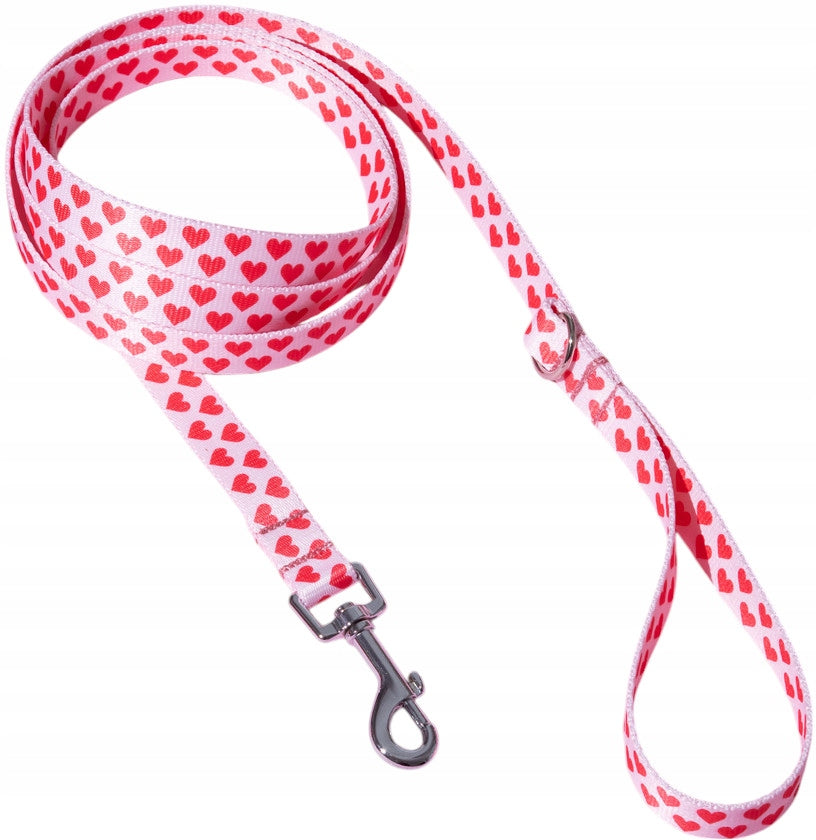 CITY LEASH FOR DOG HEARTS ROSES 150cm 1,5m tape width 2cm