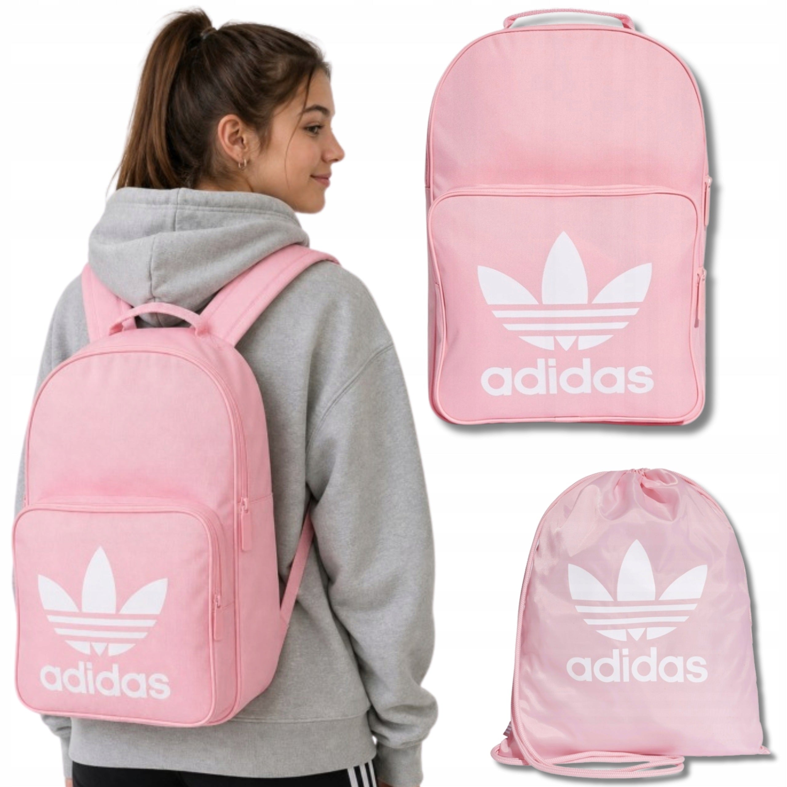 CITY SCHOOL BACKPACK SPORTS ROOMY FOR SCHOOL PINK ADIDAS A4 + BAG