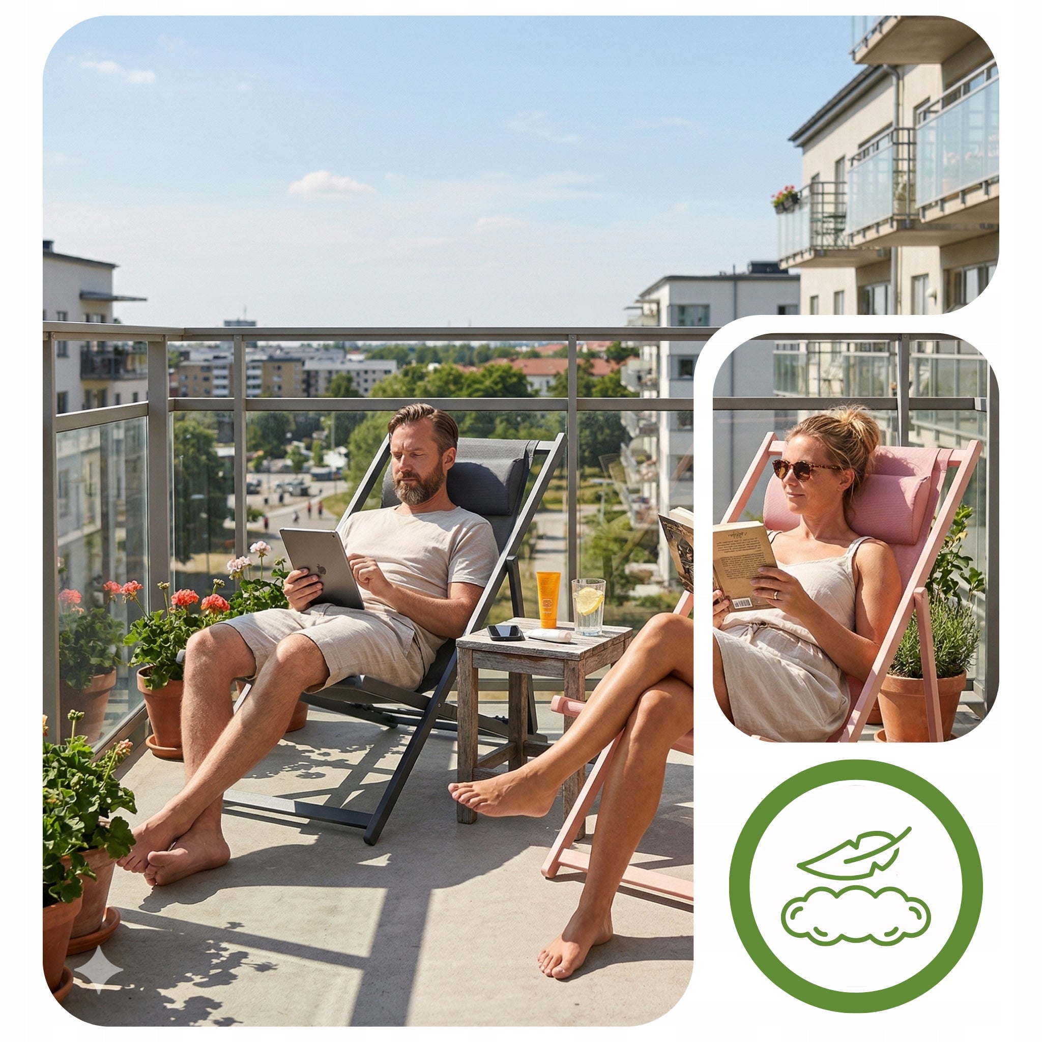 CLASSIC BEACH LOUNGER FOLDING WITH CUSHION STEEL FRAME GREY Brand MEVEN