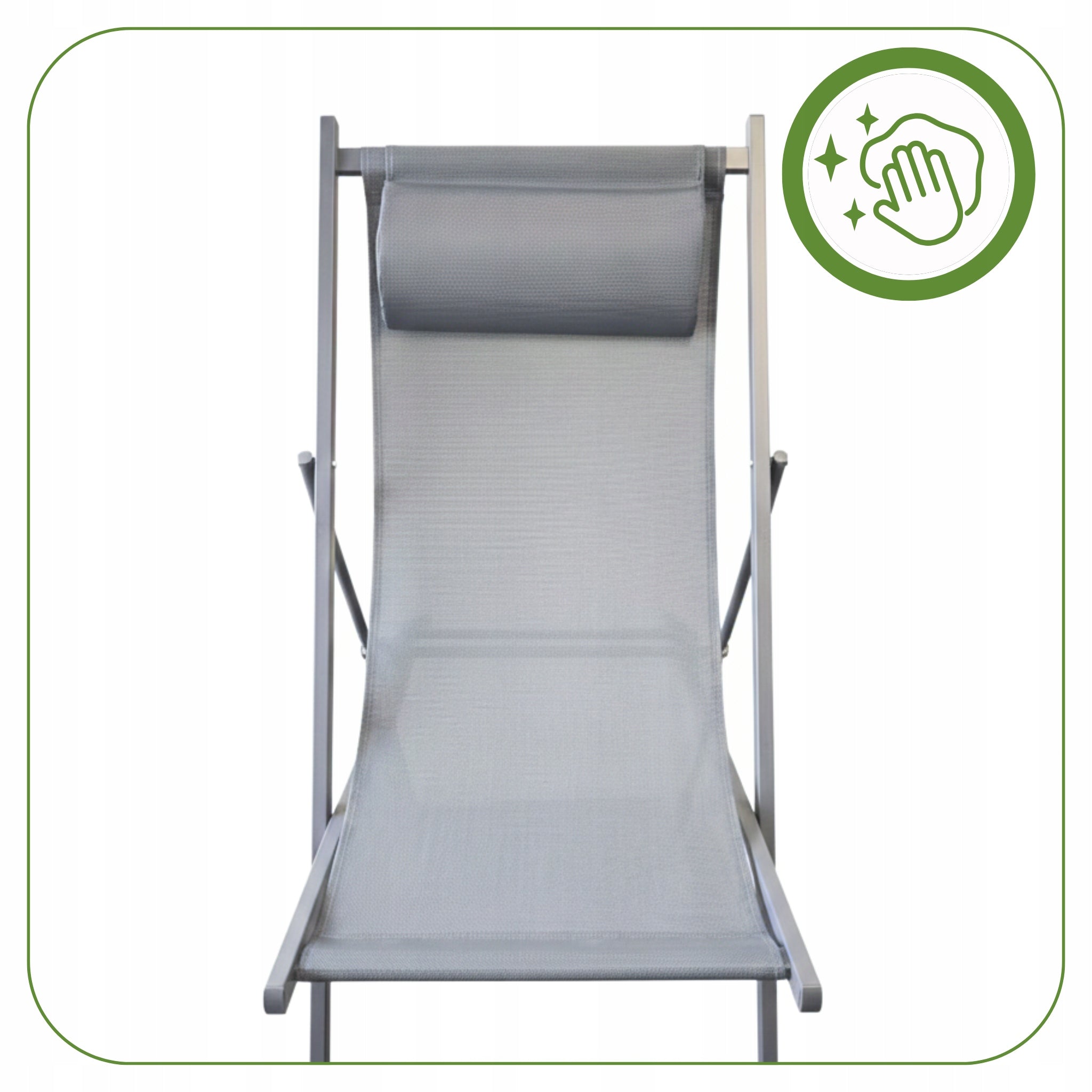 CLASSIC BEACH LOUNGER FOLDING WITH CUSHION STEEL FRAME GREY Color gray