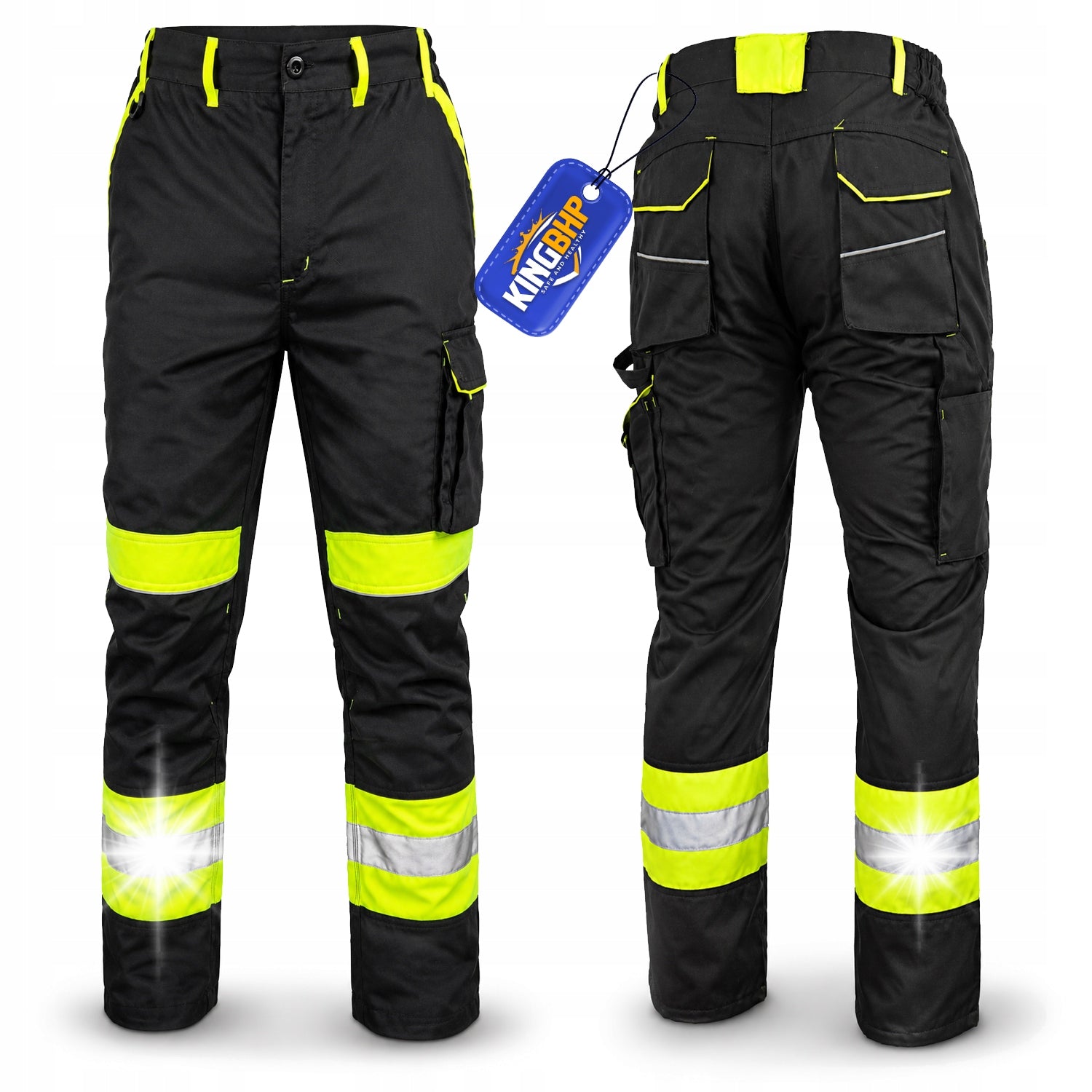 CLASSIC VIS REFLECTIVE Work Pants for Belt WARNING Strong Belts