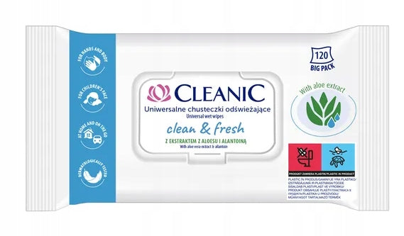 CLEANIC Clean & Fresh Refreshing WIPES 120 pcs (pop-up)