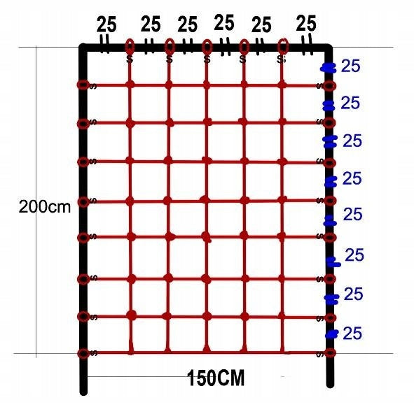 CLIMBING NET 200x150 SQUARE TOYS RED Manufacturer code 5903796050530