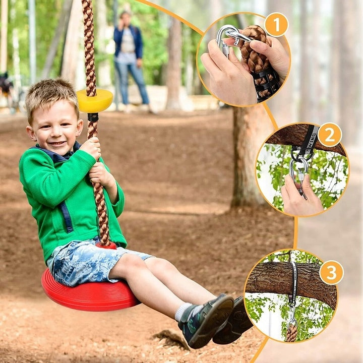 CLIMBING ROPE THICK CLIMBING ROPE 2in1 SWING 200cm 5 KNOTS DISC Kid's age 3+ years