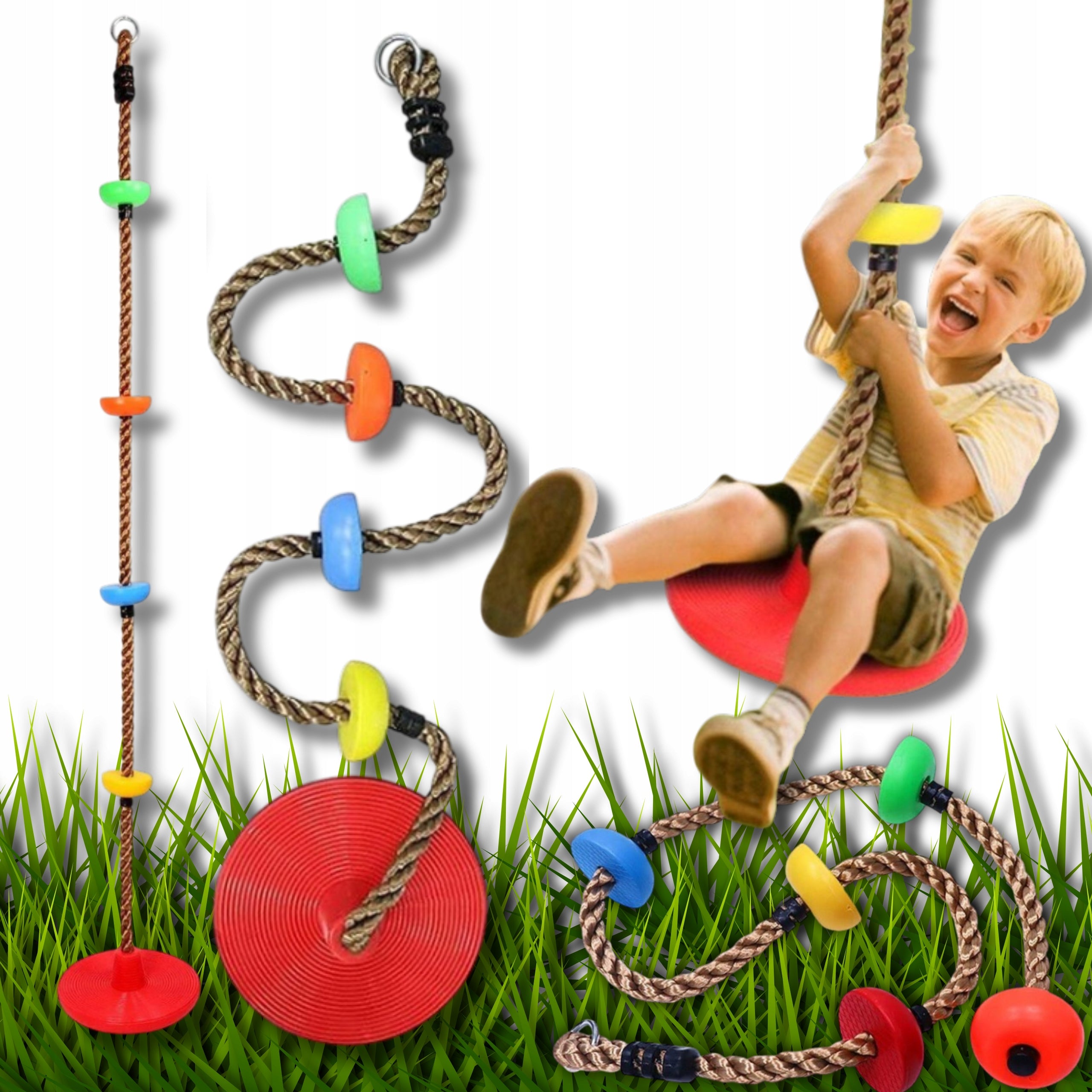 CLIMBING ROPE THICK CLIMBING ROPE 2in1 SWING 200cm 5 KNOTS DISC