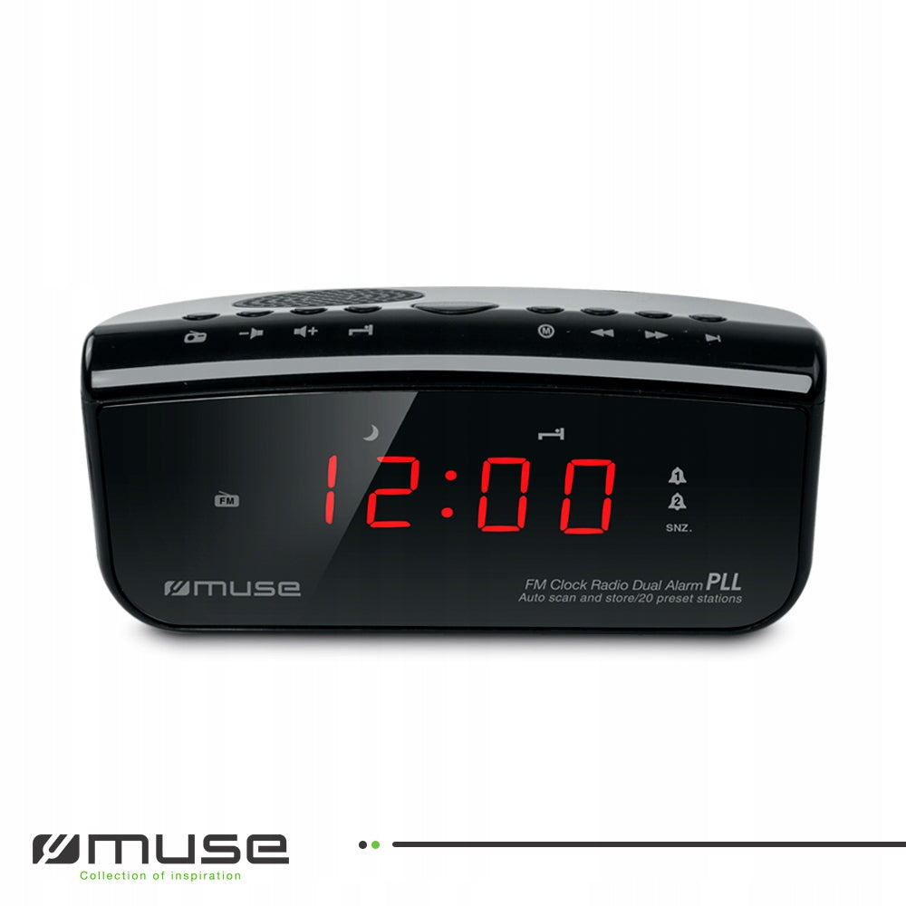 CLOCK RADIO MUSE RADIO FM PLL CLOCK 24 HOURS BUZZER LED DISPLAY Color black