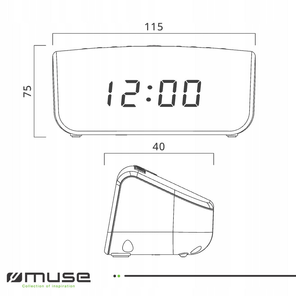 CLOCK RADIO MUSE RADIO FM PLL CLOCK 24 HOURS BUZZER LED DISPLAY Packaging status original