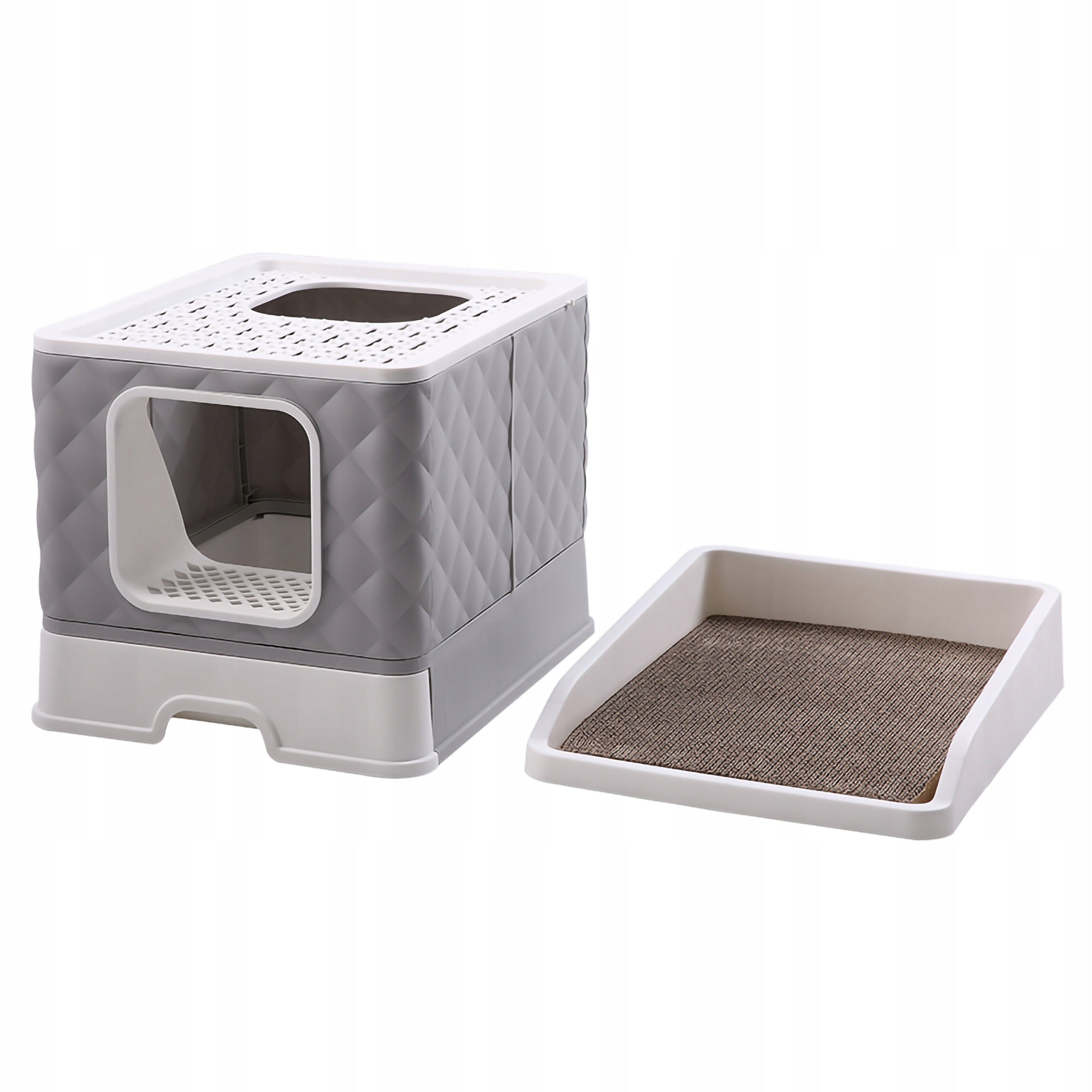 CLOSED CAT LITTER BOX WITH PULL-OUT DRAWER AND SPATULA Model KDK-08-SZ