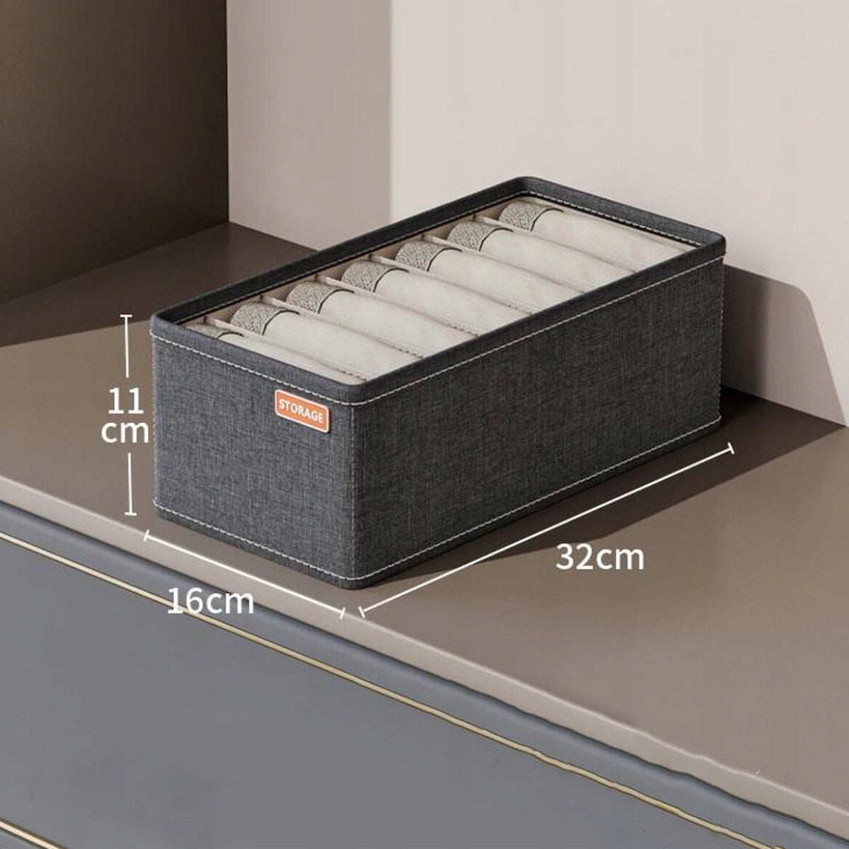 CLOSET DRAWER ORGANIZER UNDERWEAR BOX SOCKS BRAS 7 COMPARTMENTS Brand 3D