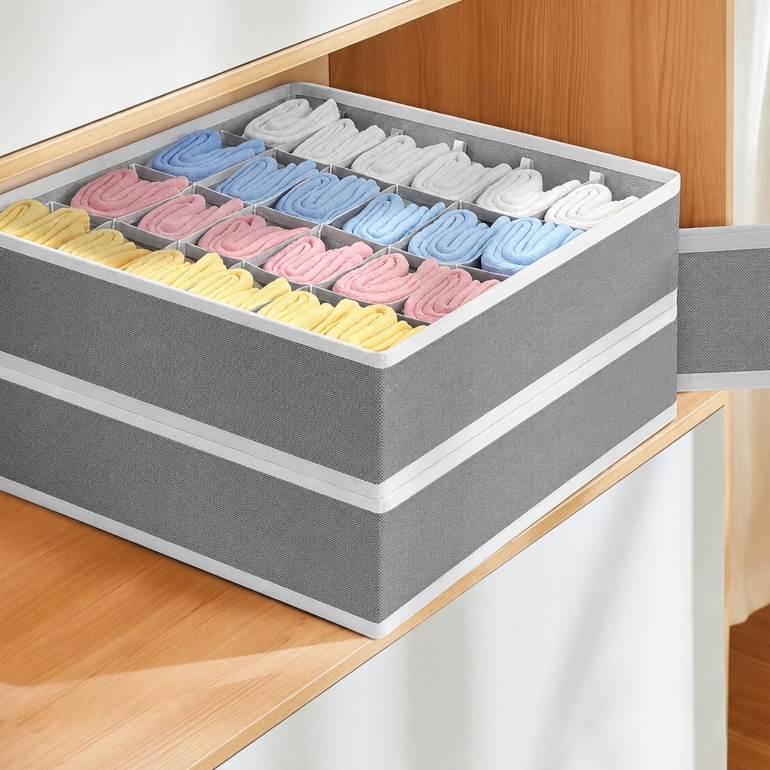 CLOSET ORGANIZER SOCK DRAWERS UNDERWEAR FOLDING 24 COMPARTMENTS Kind drawer organizer