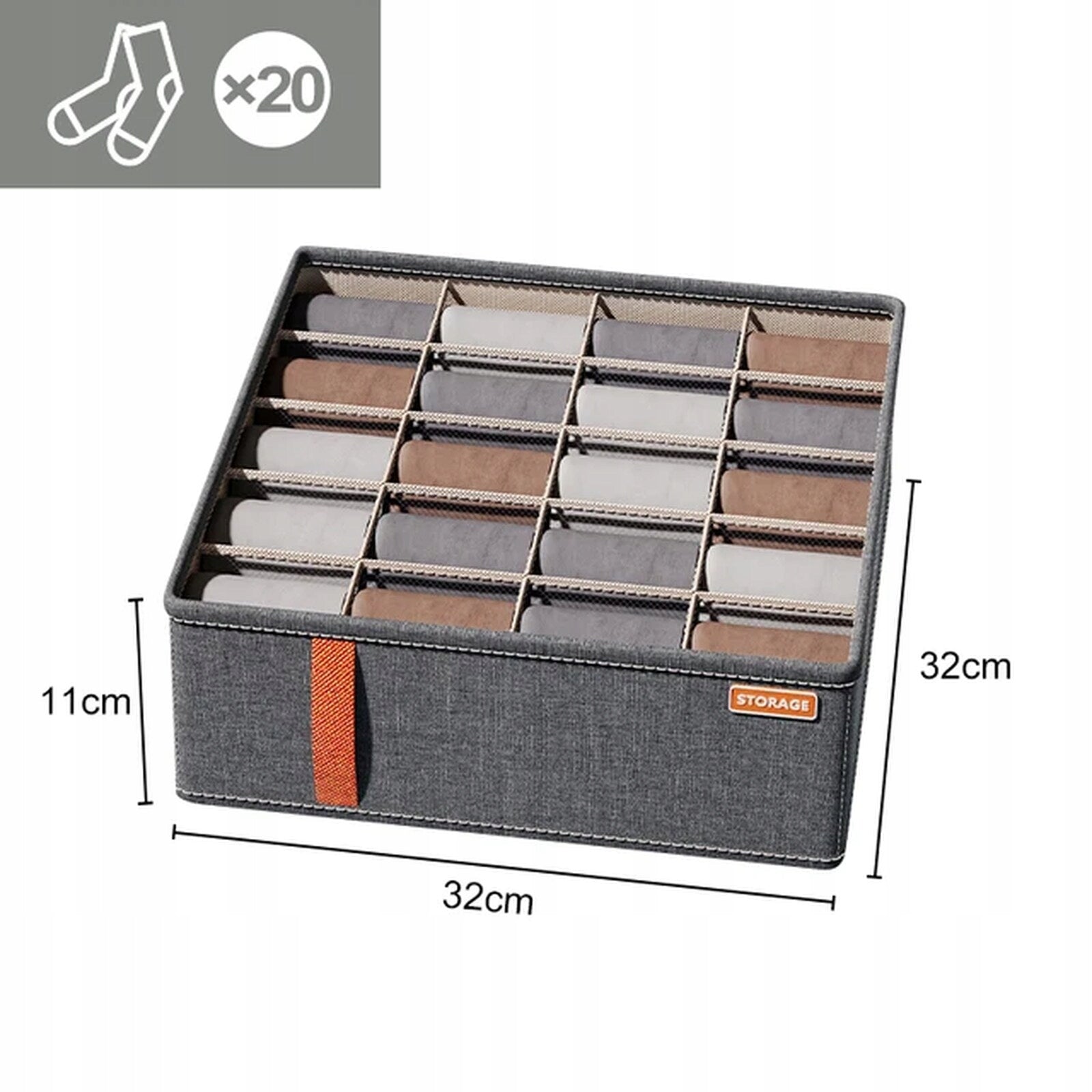 CLOSET UNDERWEAR Organizer SOCKS DRAWER SOCKS CLOTHES LARGE Length 32 cm