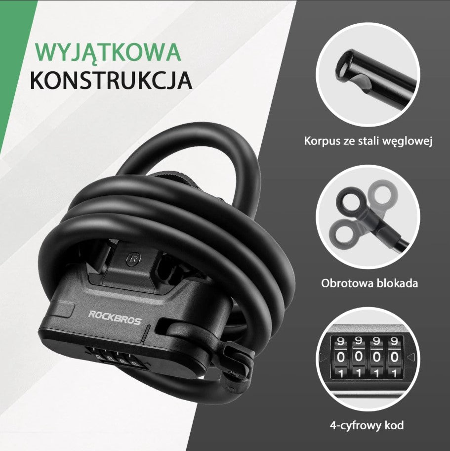 CLOSURE Bike scooter LOCK for 4 digit code black | ROCKBROS | Length 1.1 cm