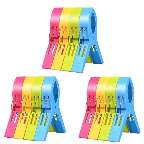 CLOTHES BUCKLES LARGE PLASTIC PP BEACH TOWELS 12 PCS. steel