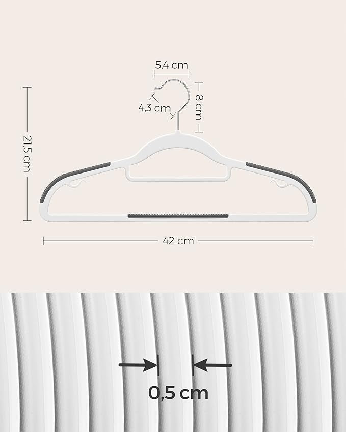 CLOTHES HANGERS GREY 50 pcs SONGMICS Durable non-slip T1279 EAN (GTIN) 194343010694