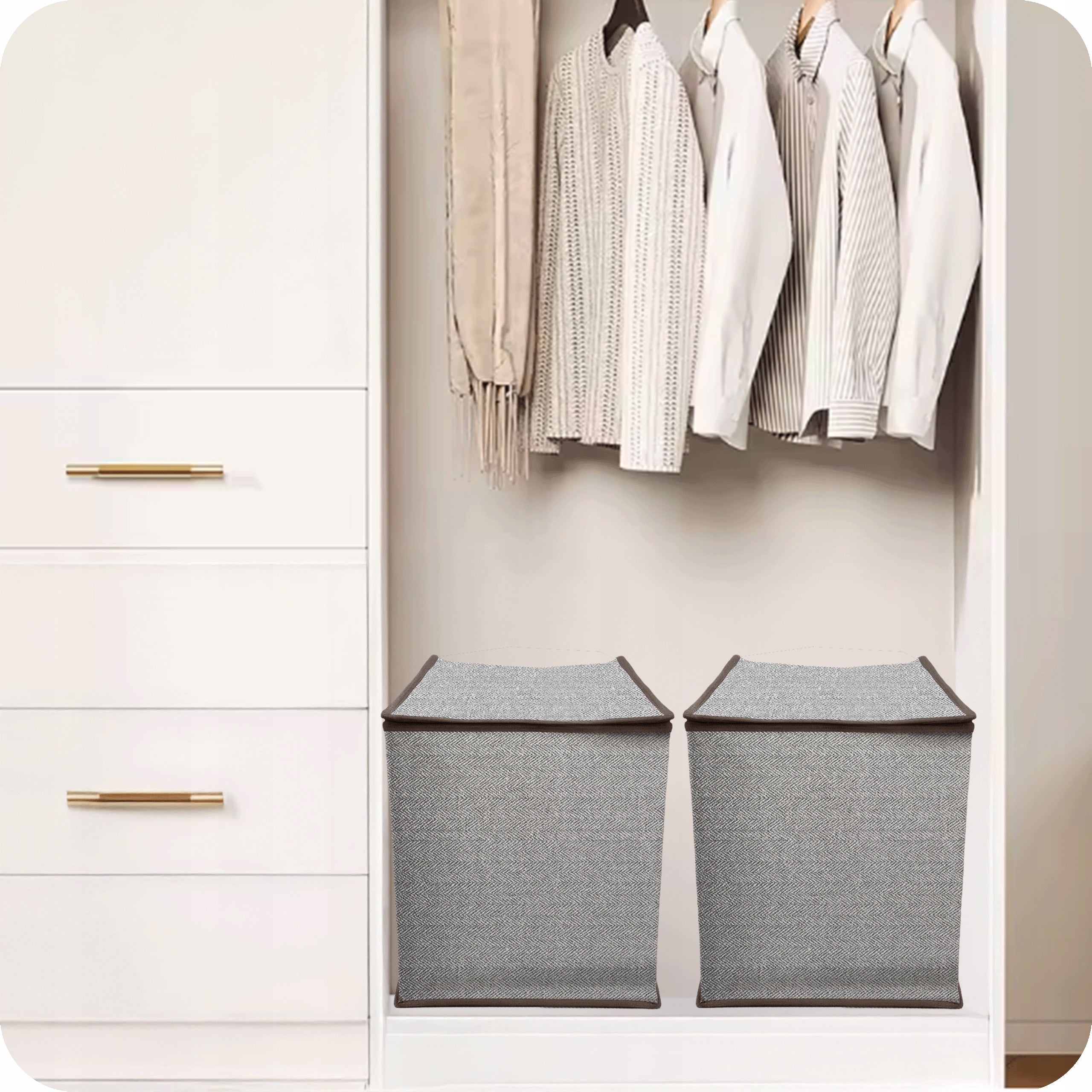 CLOTHES ORGANIZER FOLDING CONTAINER FOR STORAGE CABINET 39x39x44 80L Length 39 cm